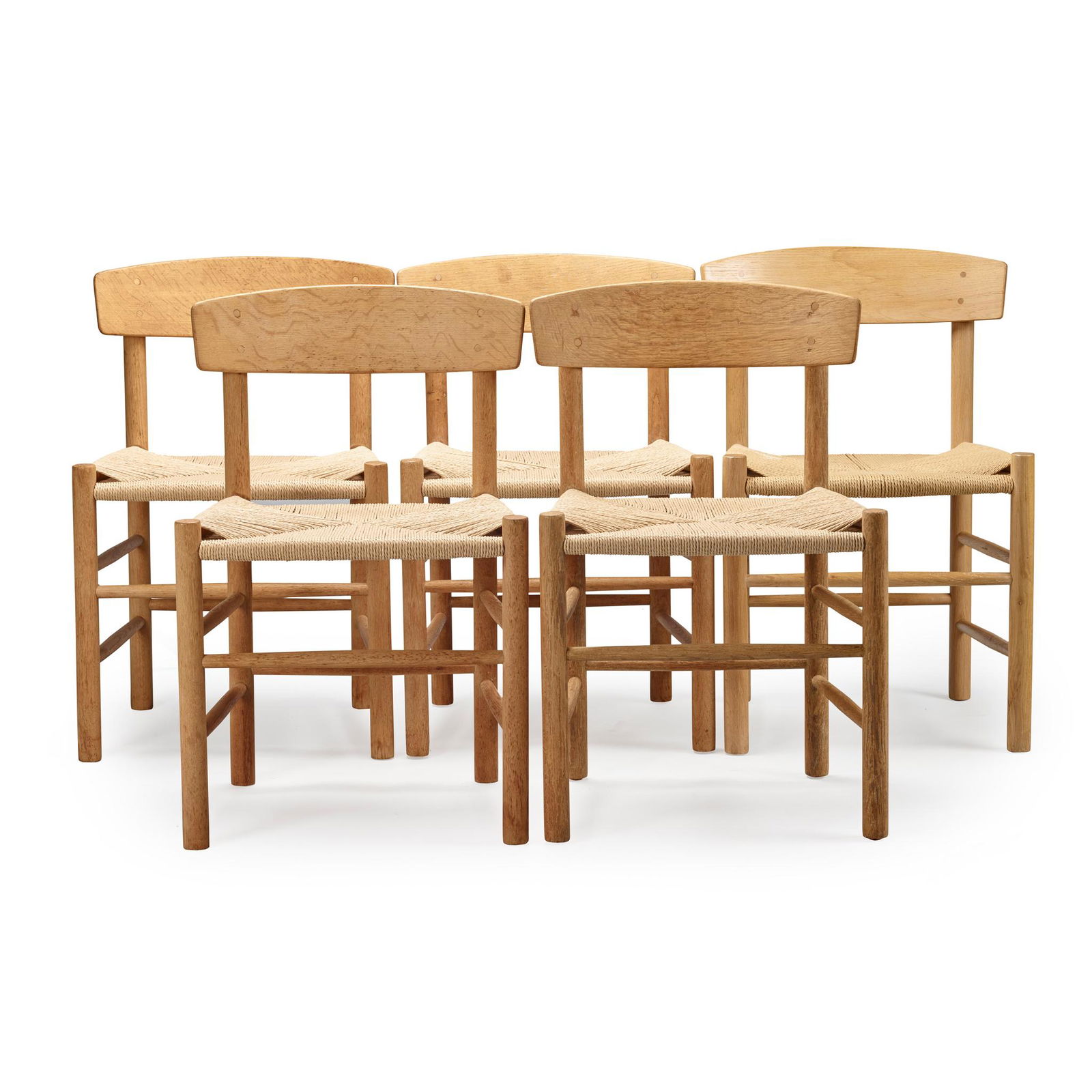 Børge Mogensen (Danish 1914-1972) for FDB Five Chairs, designed 1947: Børge Mogensen (Danish 1914-1972) for FDB Five Chairs, designed 1947 model J39, beech and oak, unmarked(77cm high, 49cm wide, 40cm deep (30.3in high, 19.3in wide, 15.7in deep))Literature: Denmark