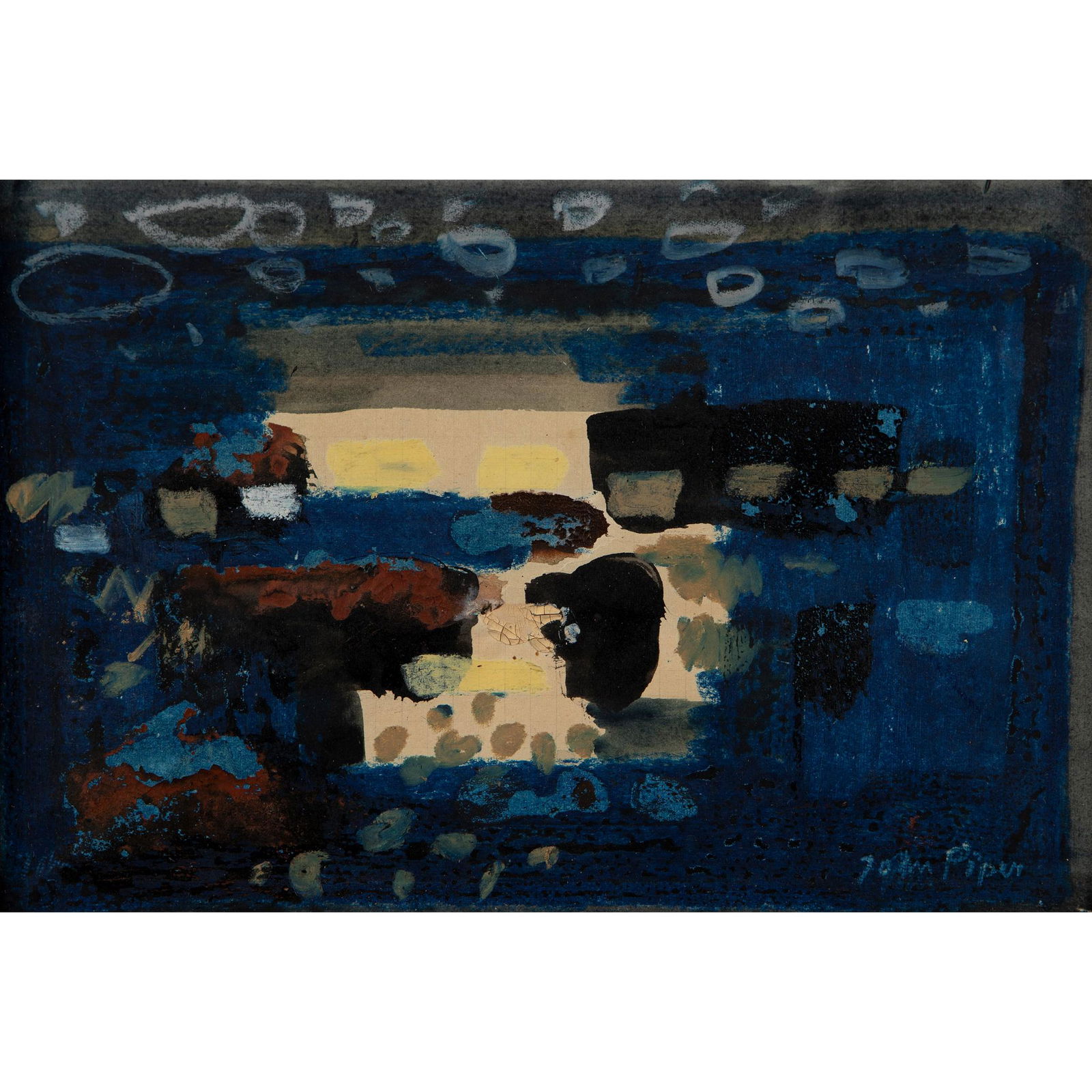 § John Piper C.H. (British 1903-1992) Landscape: § John Piper C.H. (British 1903-1992) Landscape signed (lower right), and inscribed (to reverse), gouache on paper(14cm x 21cm (5.5in x 8.25in))