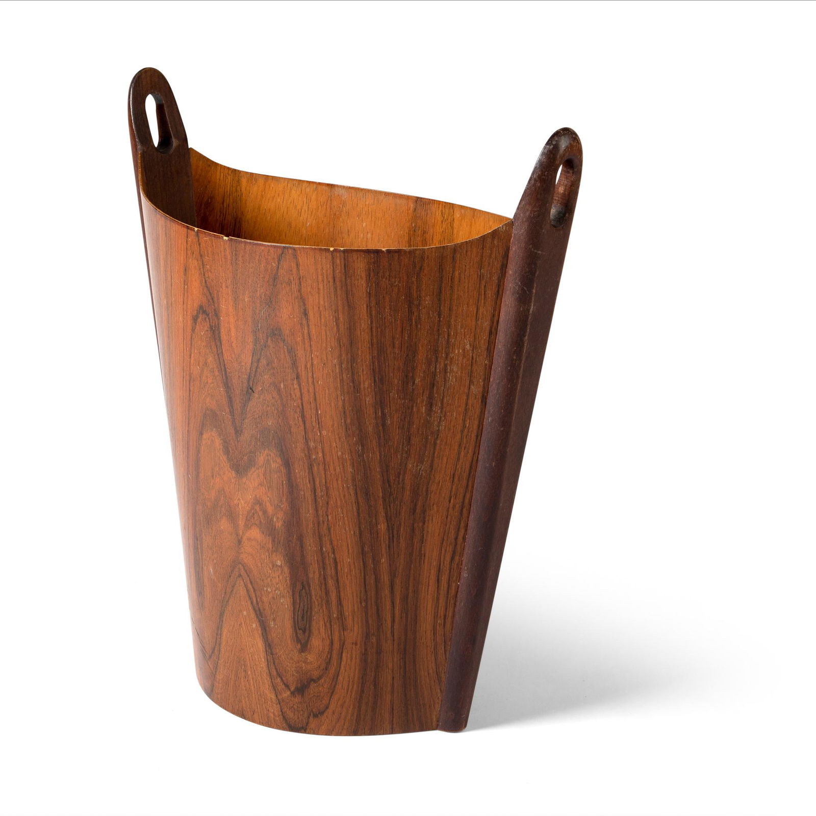 Y Einar Barnes (Norwegian 1908-1985) for P. S. Heggen Wastepaper Basket: Y Einar Barnes (Norwegian 1908-1985) for P. S. Heggen Wastepaper Basket stamped 'P.S. Heggen / Nordfjordeid / Made in Norway', rosewood(44cm high, 39cm wide (17.3in high, 15.3in wide))Footnote: Note: