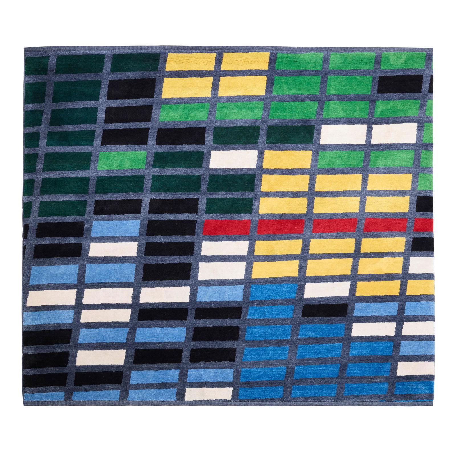 § Sarah Morris (American / British 1967-) for Christopher Farr 'Mid Town Condé Nast' Rug,: § Sarah Morris (American / British 1967-) for Christopher Farr 'Mid Town Condé Nast' Rug, 2001 1/25, inscribed in pen on 'Christopher Farr' label, hand knotted and hand spun wool(244cm x 244