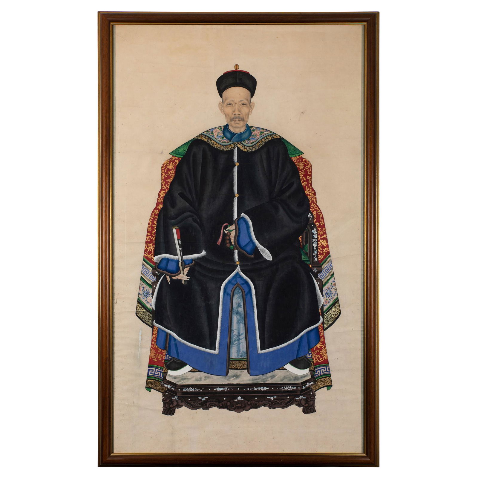 TWO ANCESTOR PORTRAIT PAINTINGS QING DYNASTY, 19TH CENTURY (1 of 2)