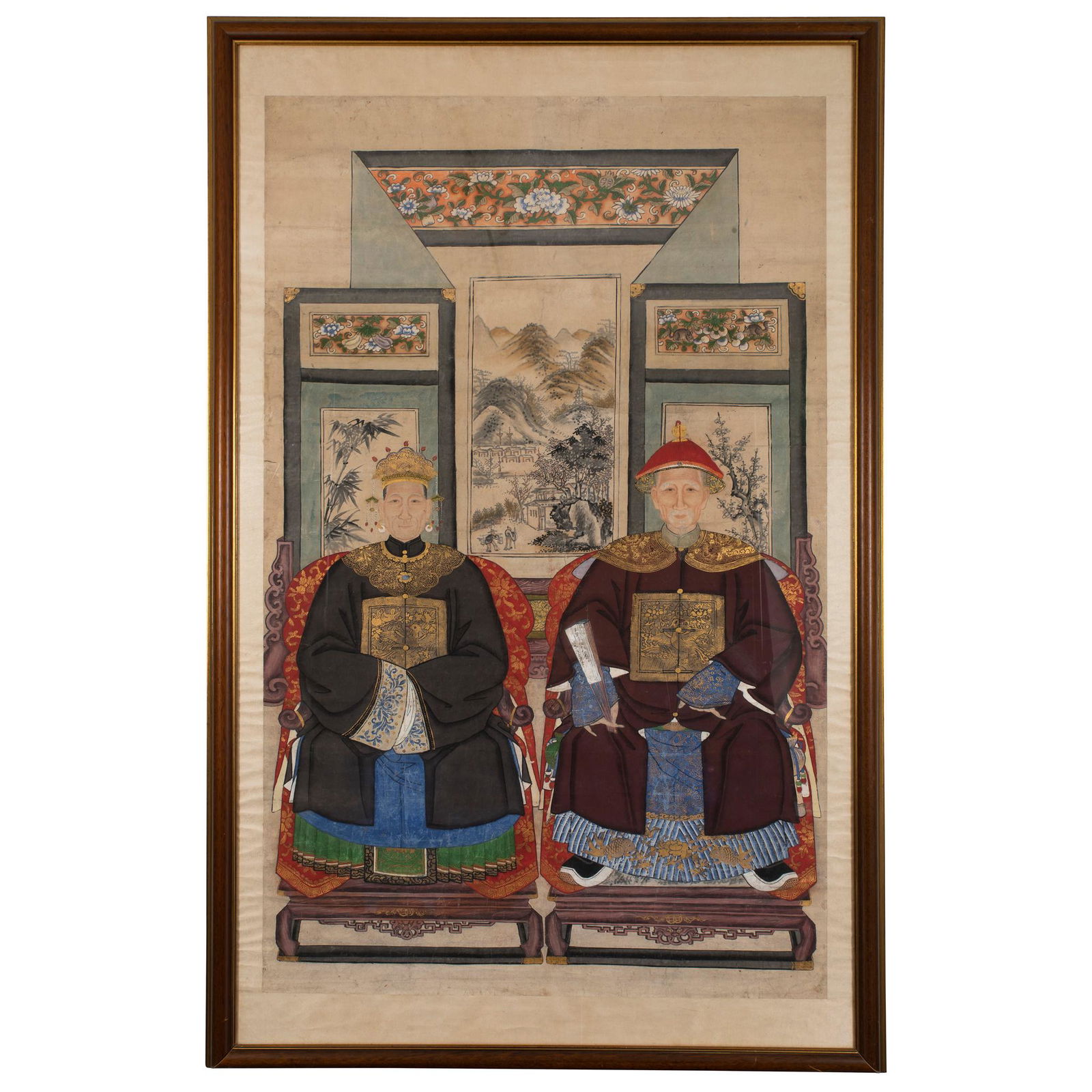 TWO LARGE ANCESTOR PORTRAIT PAINTINGS QING DYNASTY, 19TH CENTURY (1 of 2)