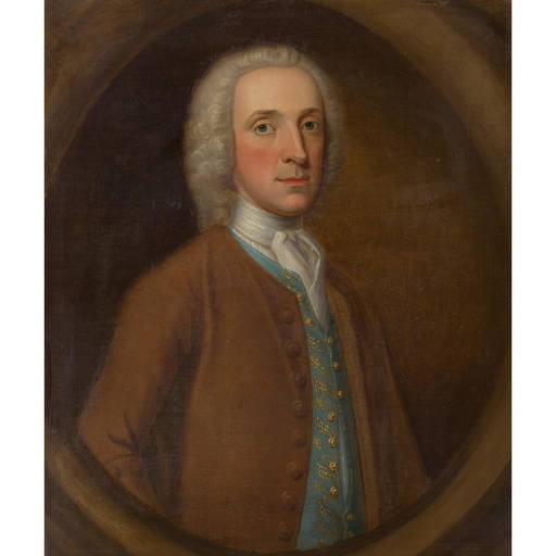 MANNER OF JOHN THOMAS SETON HALF LENGTH PORTRAIT OF A GENTLEMAN IN A