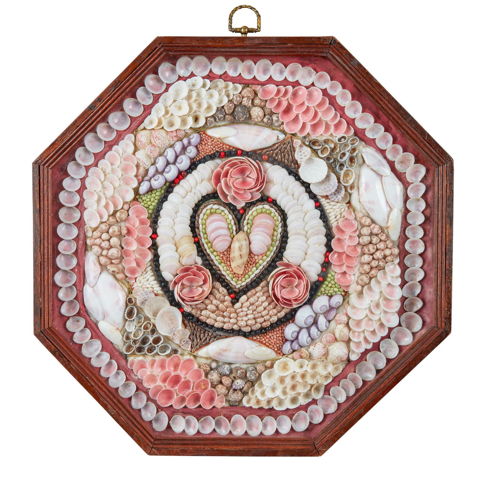 WEST INDIAN SHELLWORK OCTAGONAL SAILOR'S VALENTINE MID 19TH CENTURY (1 of 3)