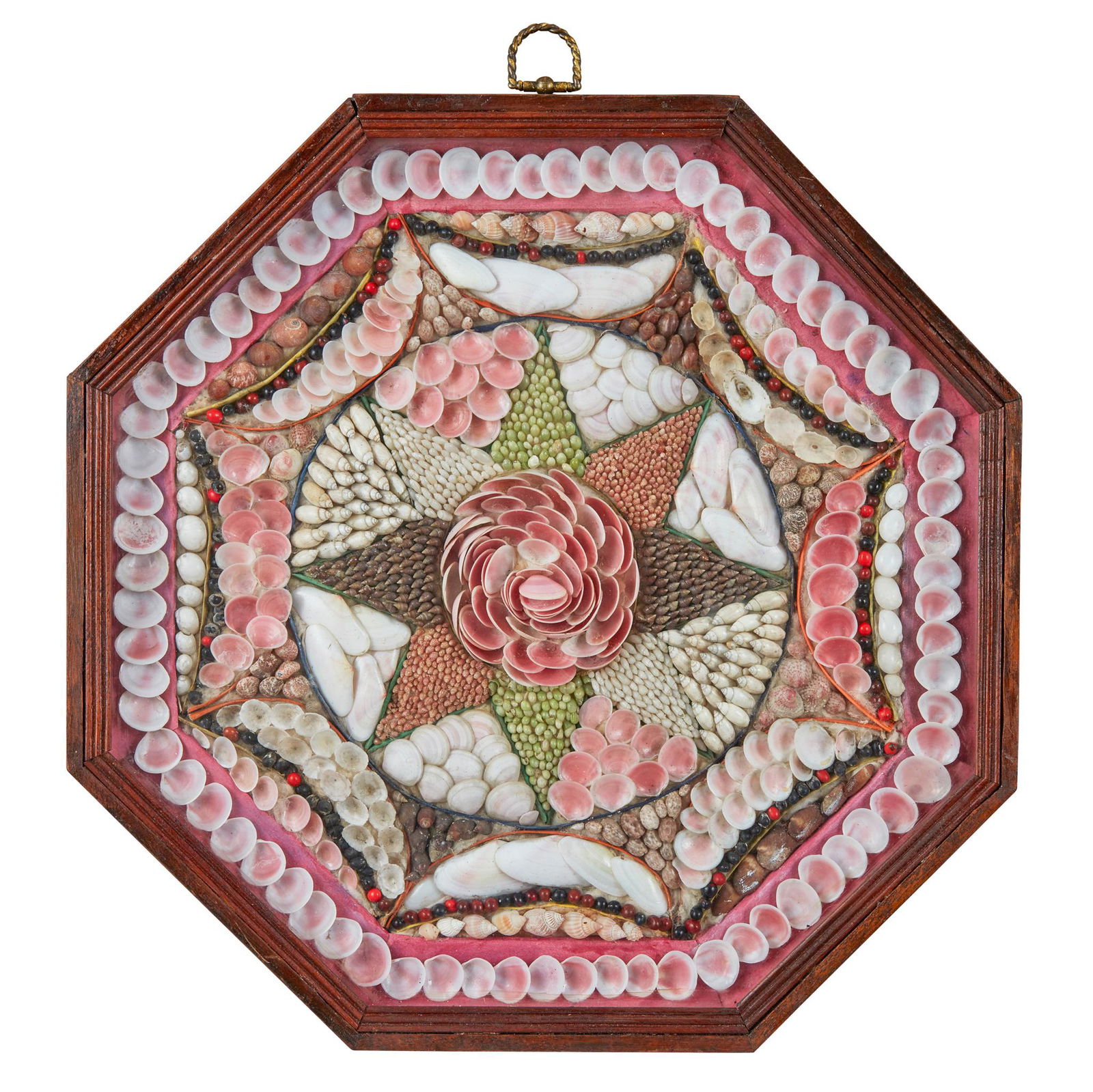 WEST INDIAN SHELLWORK OCTAGONAL SAILOR'S VALENTINE MID 19TH CENTURY (1 of 2)