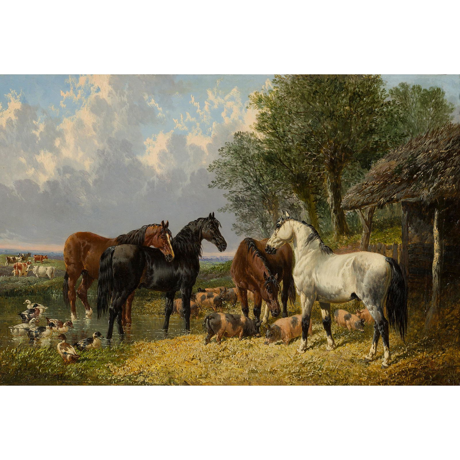 JOHN FREDERICK HERRING JNR (BRITISH 1816-1907) RETURNING FROM THE FIELDS (1 of 3)