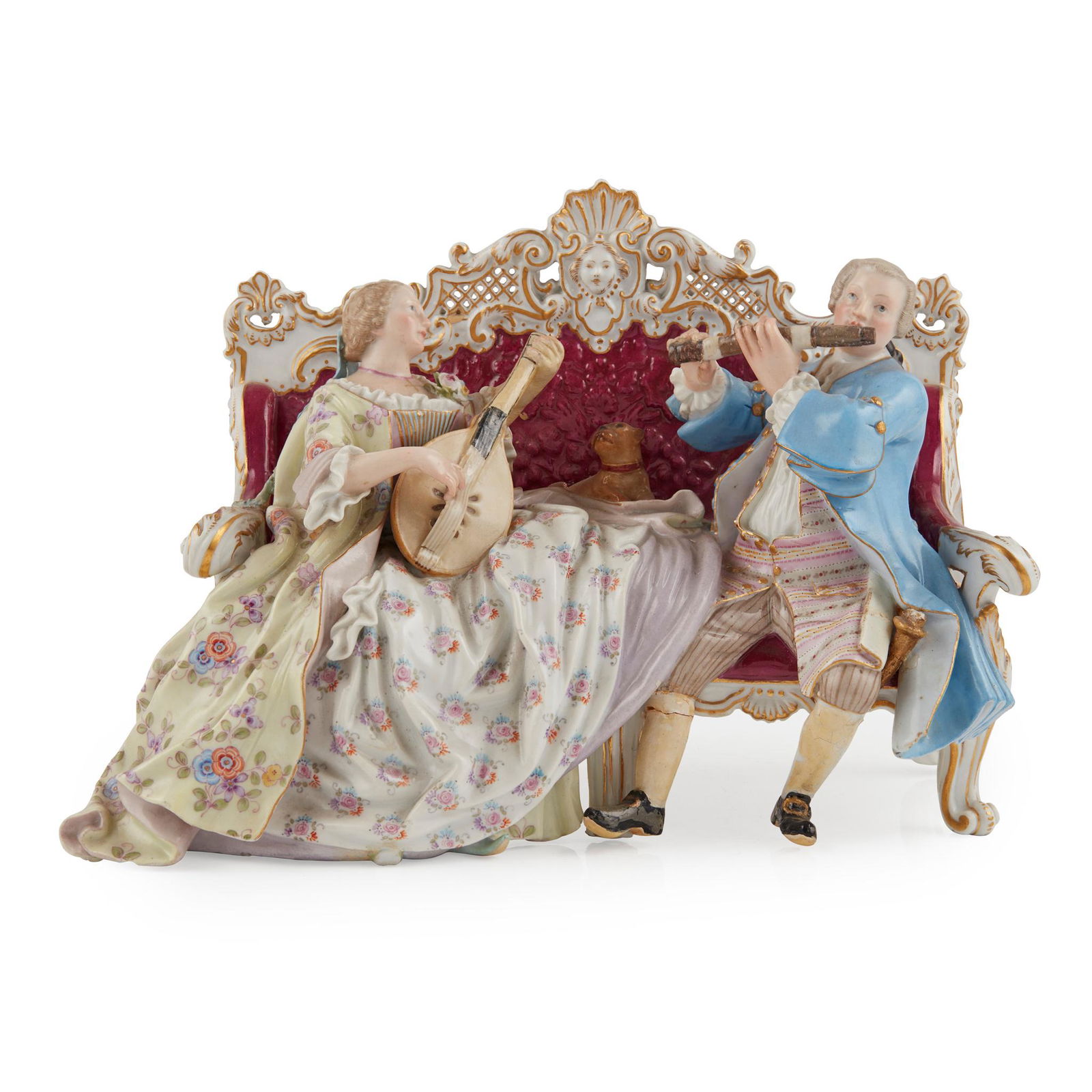 MEISSEN PORCELAIN FIGURAL GROUP OF TWO MUSICIANS LATE 19TH/ EARLY 20TH CENTURY (1 of 1)