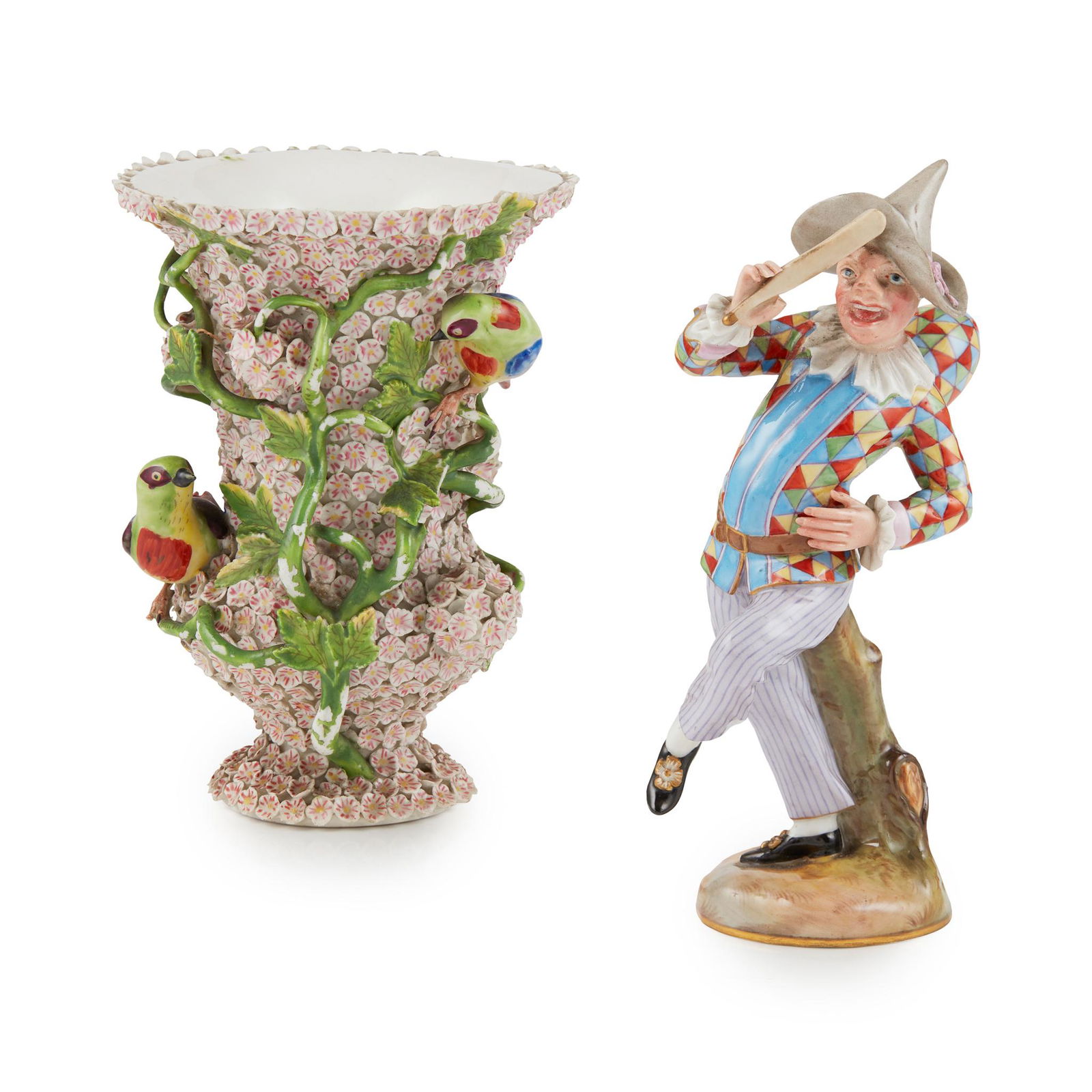 MEISSEN PORCELAIN FIGURE AND A MEISSEN STYLE VASE SECOND HALF 19TH CENTURY (1 of 1)