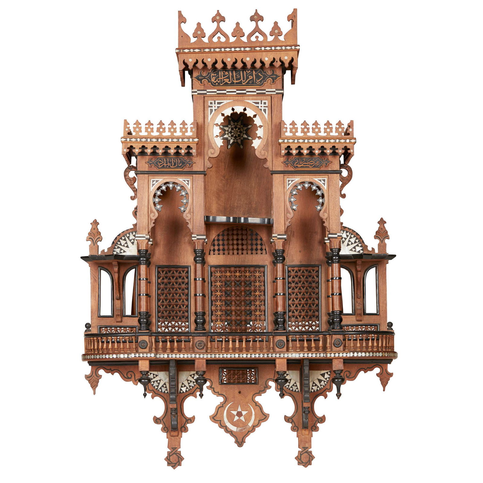 DAMASCUS HARDWOOD, EBONISED, AND MOTHER-OF-PEARL HANGING SHELVES LATE 19TH CENTURY (1 of 2)