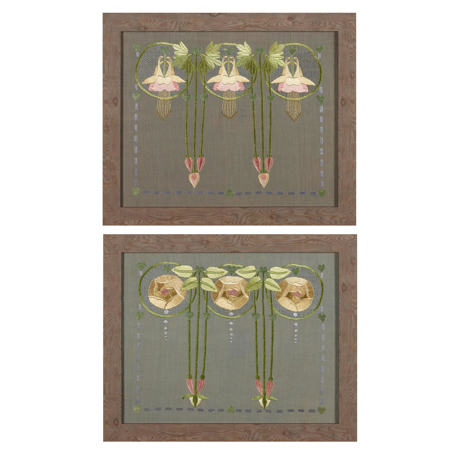 SCOTTISH TWO GLASGOW STYLE EMBROIDERED PANELS, CIRCA 1900 (1 of 5)