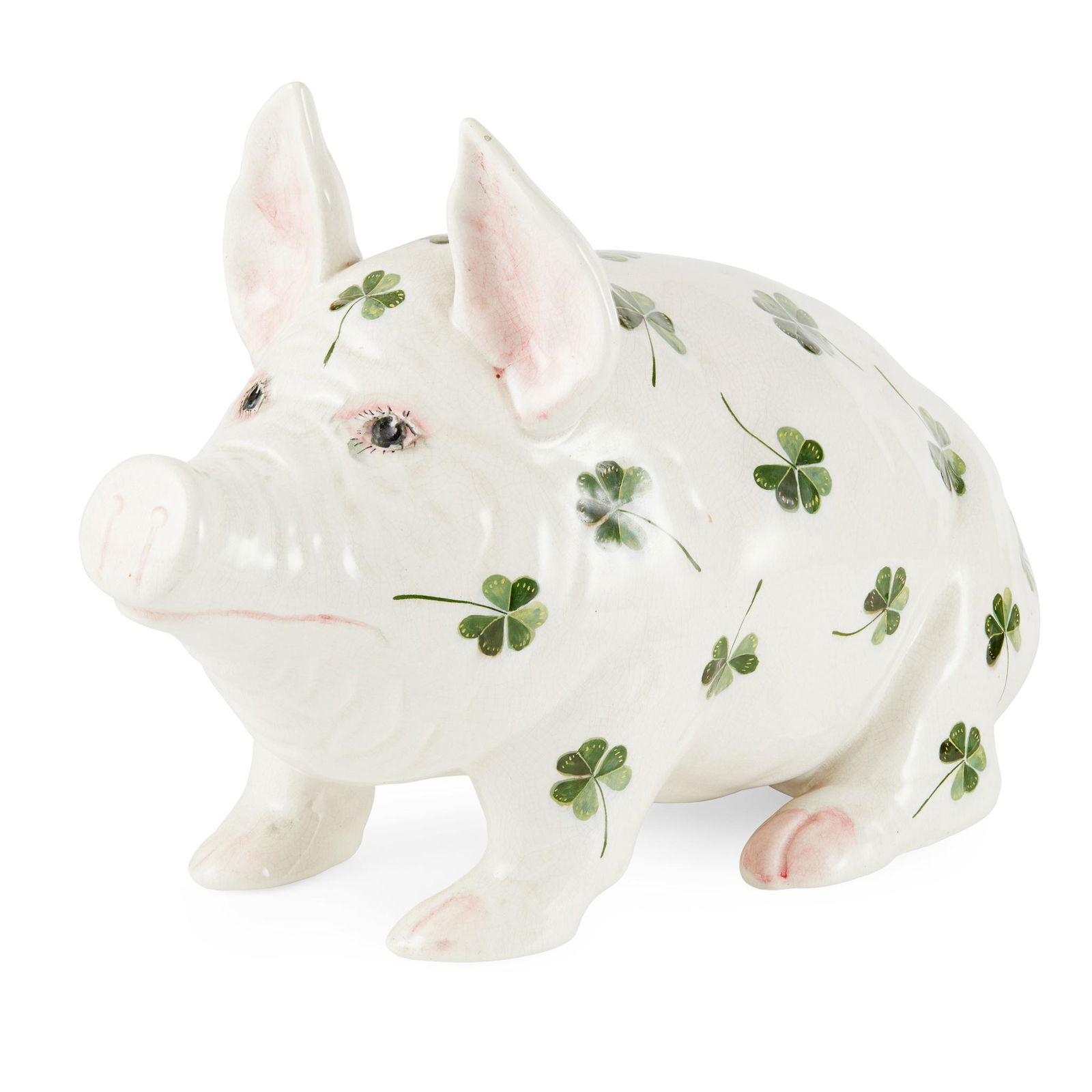 A LARGE WEMYSS WARE PIG 'SHAMROCKS' PATTERN, CIRCA 1900 (1 of 1)