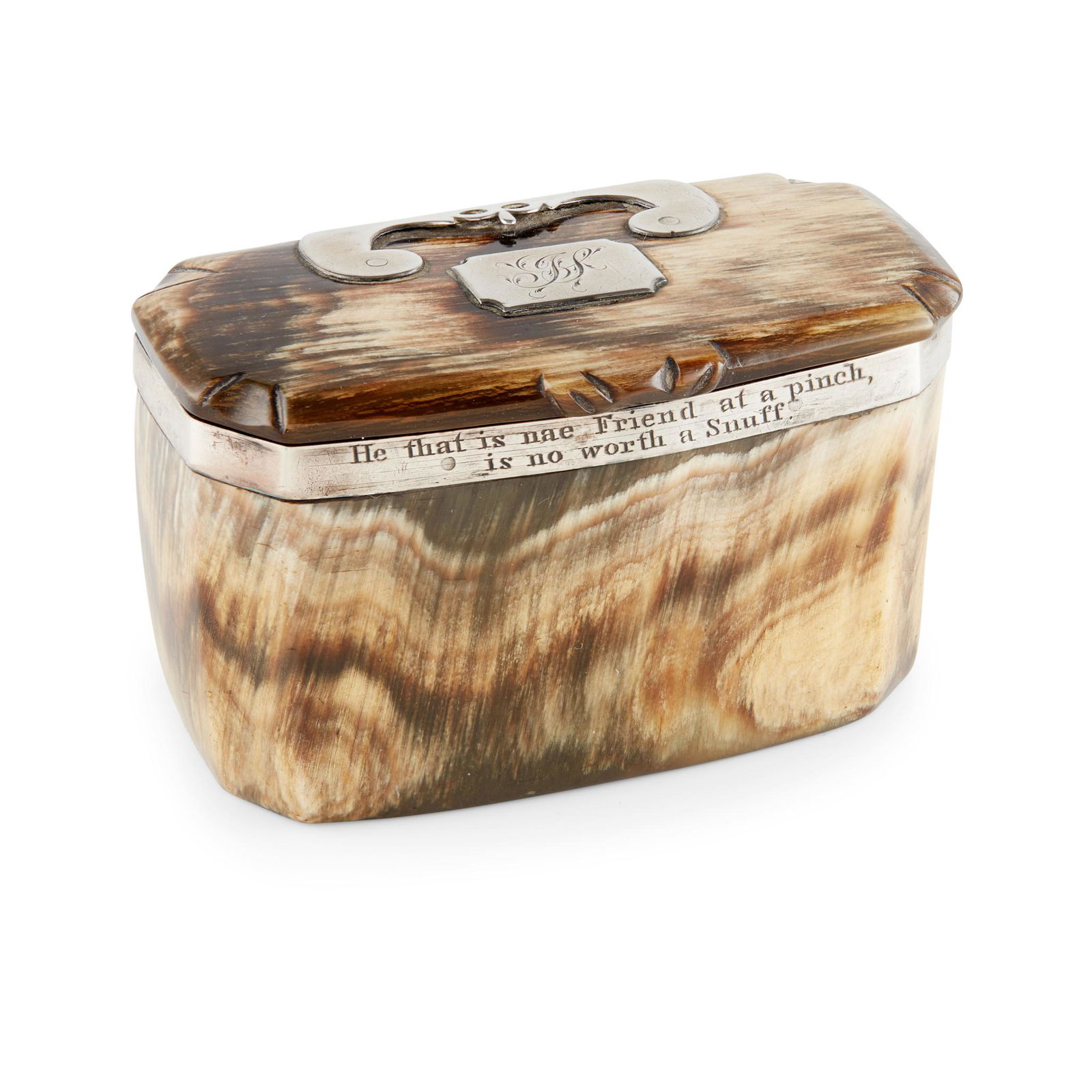 A MID 19TH CENTURY COW HORN SNUFF BOX UNMARKED (1 of 1)