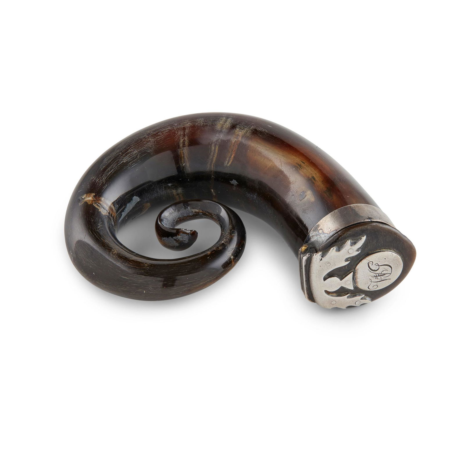 AN EARLY 19TH CENTURY CURLY HORN SNUFF MULL UNMARKED (1 of 1)