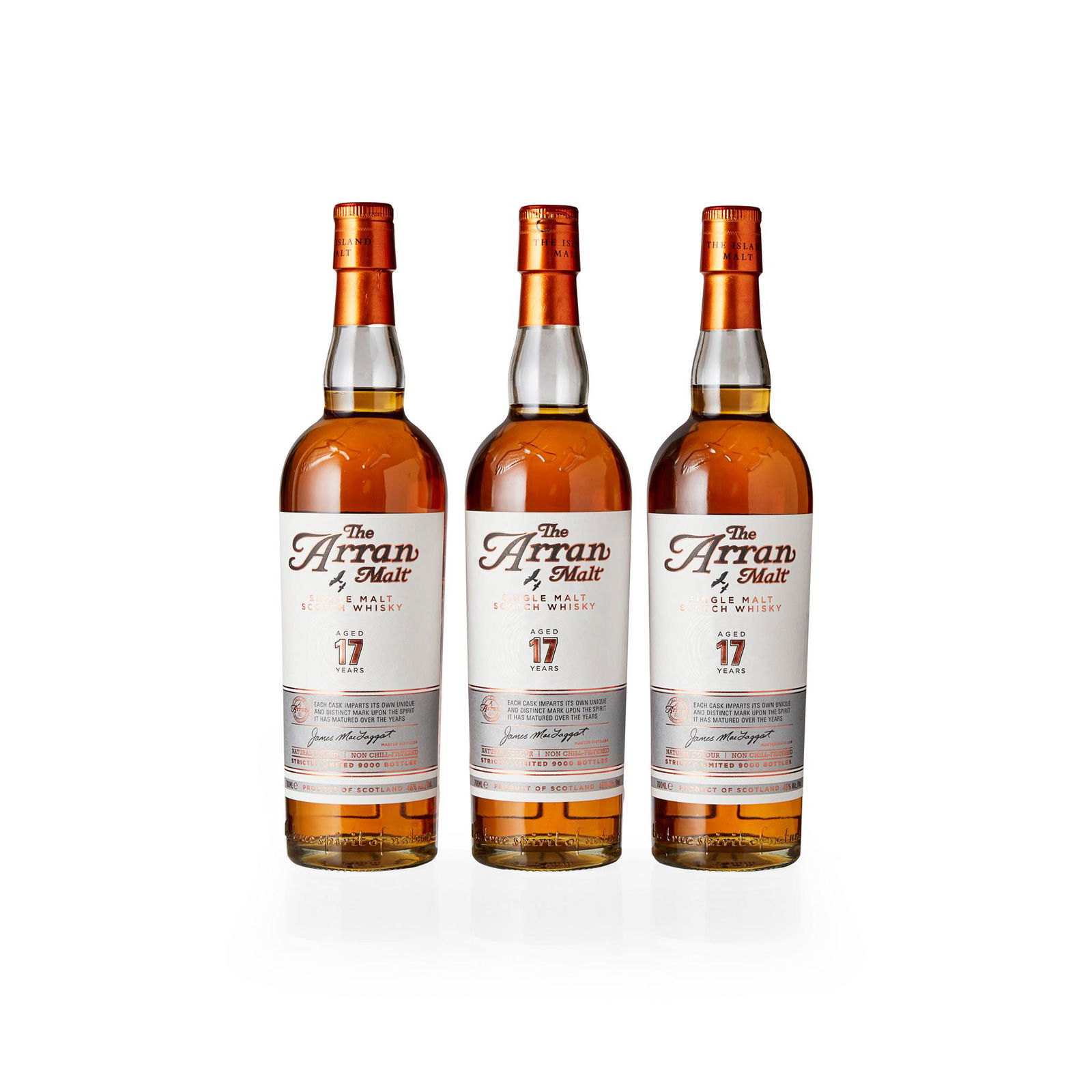 THREE BOTTLES OF THE ARRAN MALT 17 YEAR OLD (1 of 2)