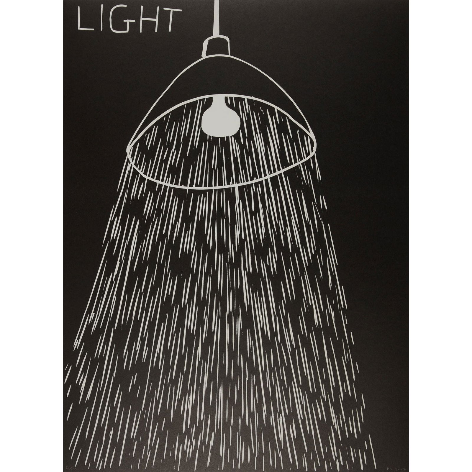 Â§ DAVID SHRIGLEY O.B.E. (BRITISH 1968-) LIGHT SHOWER - 2017: Linocut, 82/100, signed with initials, dated and numbered in pencil(the sheet 75.5cm x 55.5cm (29.75in x 22in), unframed)