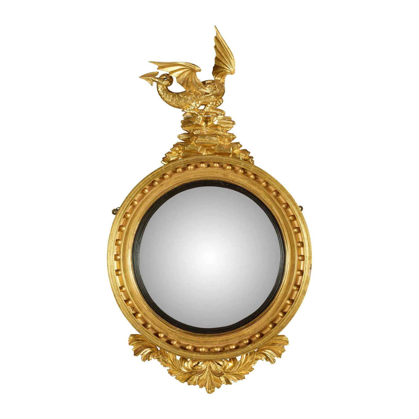 REGENCY GILTWOOD CONVEX MIRROR EARLY 19TH CENTURY (1 of 2)