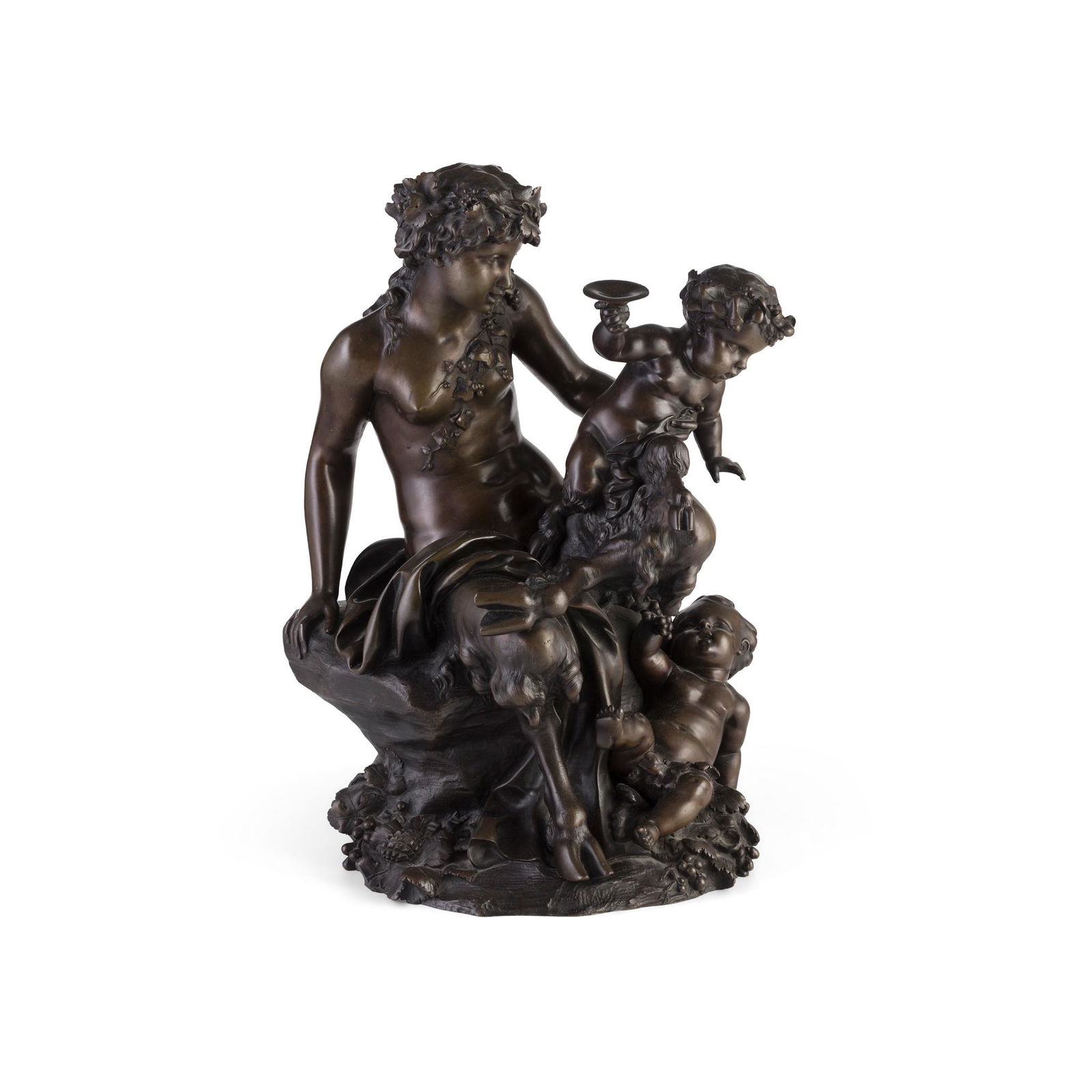 FRENCH BRONZE BACCHIC FIGURE GROUP, AFTER CLODION 19TH CENTURY (1 of 1)