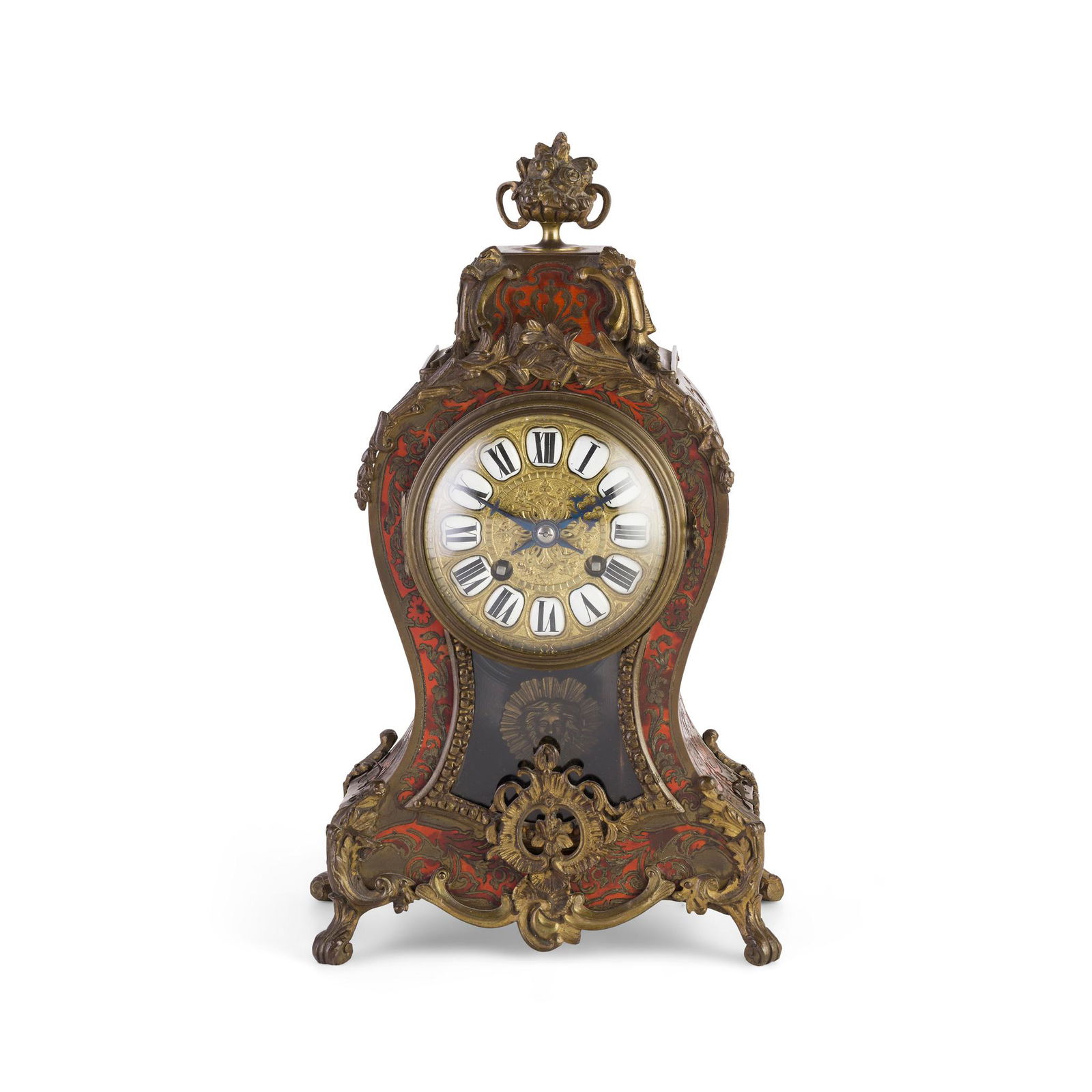 Y FRENCH RED TORTOISESHELL BOULLE MARQUETRY MANTEL CLOCK 19TH CENTURY (1 of 1)