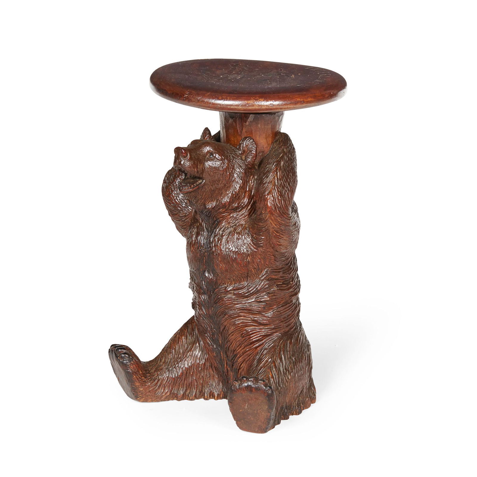 BLACK FOREST CARVED BEAR PIANO STOOL LATE 19TH CENTURY (1 of 2)