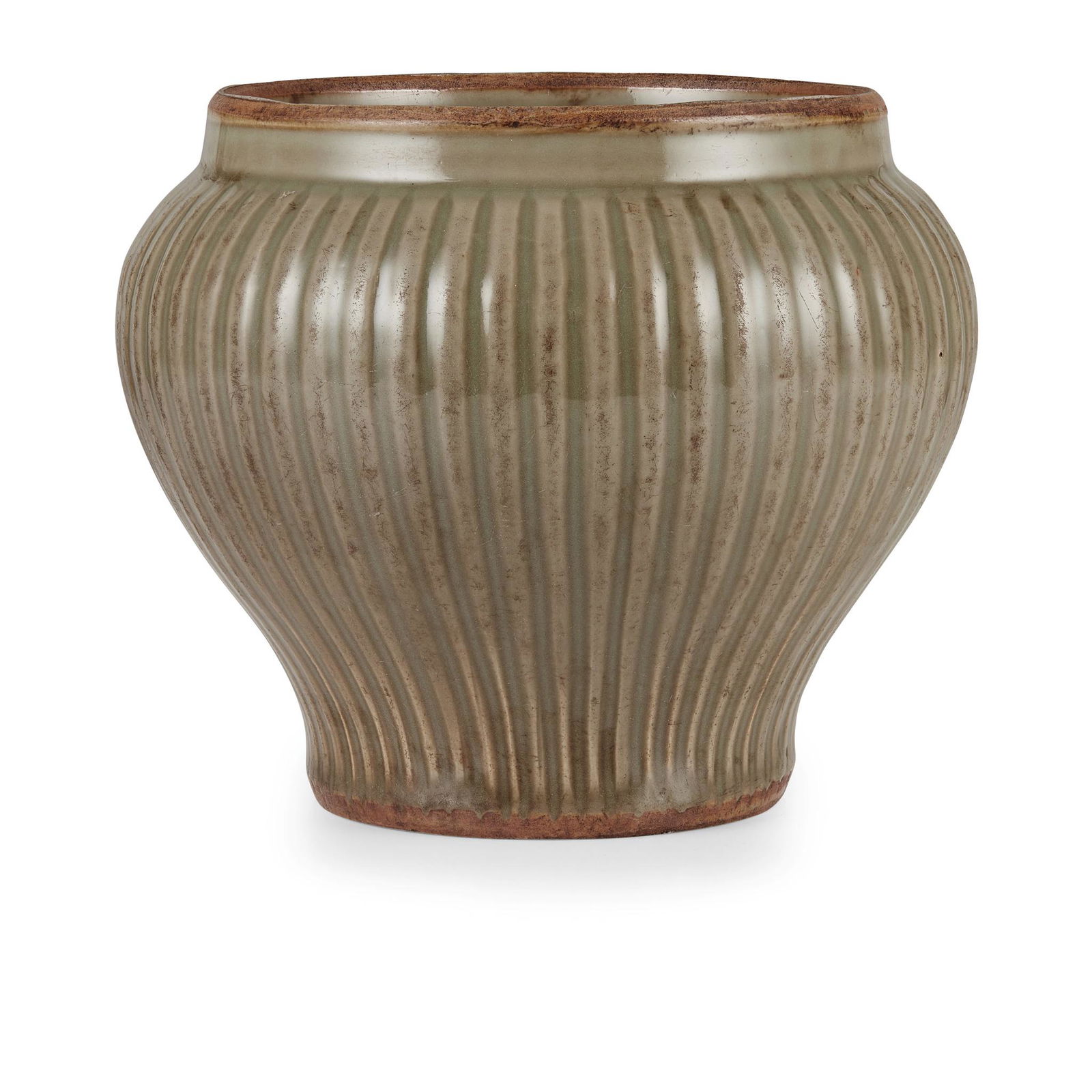 LONGQUAN CELADON RIBBED JAR MING DYNASTY OR LATER (1 of 3)