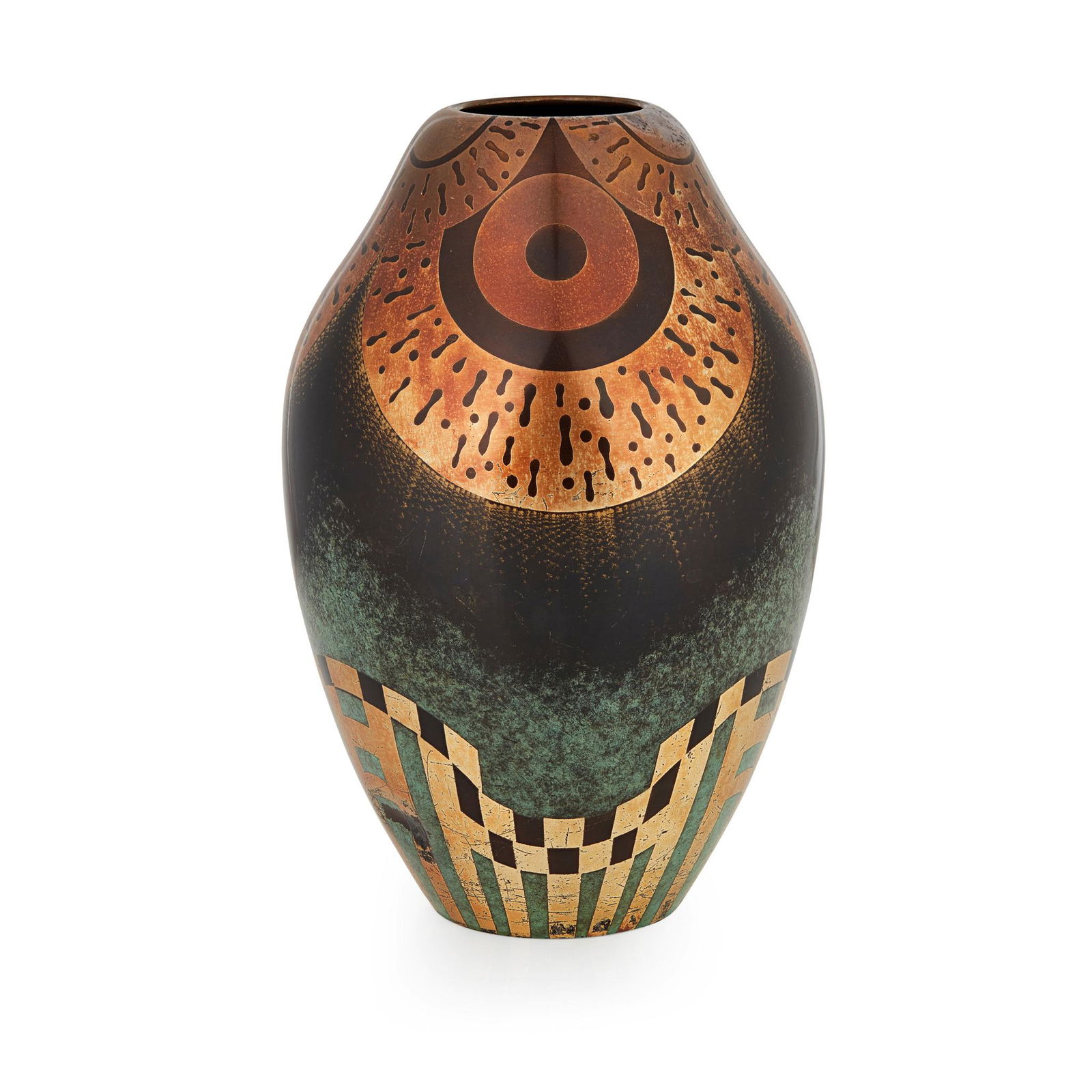 WMF (WURTTEMBERGISCHE METALLWARENFABRIK) 'IKORA'  VASE, CIRCA 1930 (1 of 3)