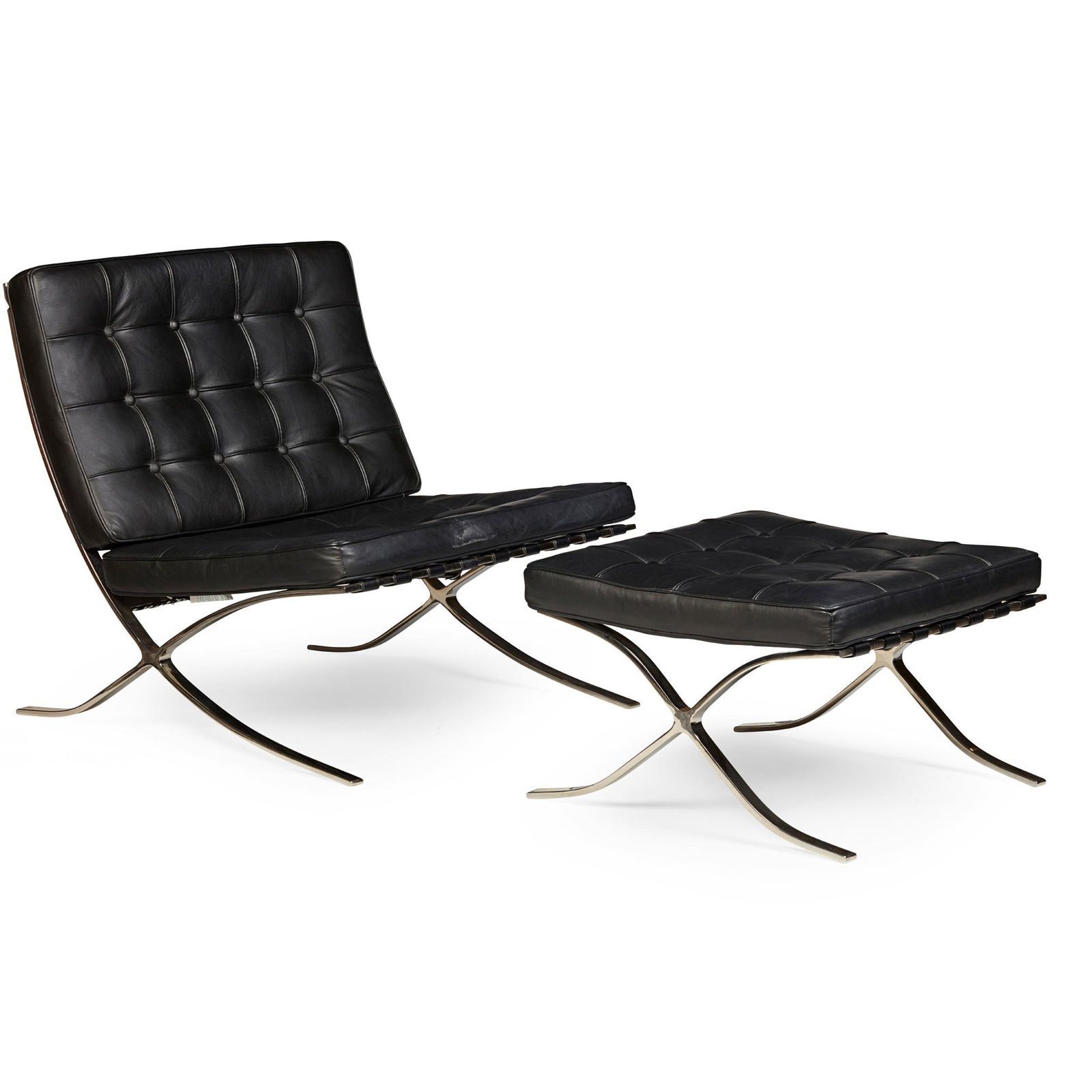LUDWIG MIES VAN DER ROHE (1886-1969) 'BARCELONA' CHAIR & OTTOMAN, DESIGNED 1929, MODERN (1 of 1)