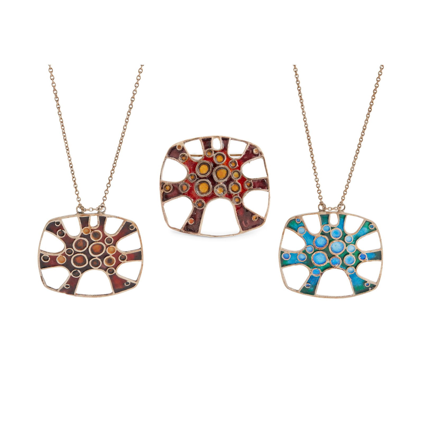 § NORMAN GRANT (1943-2017) 'MICROSCOPIC PLANT CROSS SECTION' SERIES PENDANT NECKLACE,  1973-4 (1 of 5)