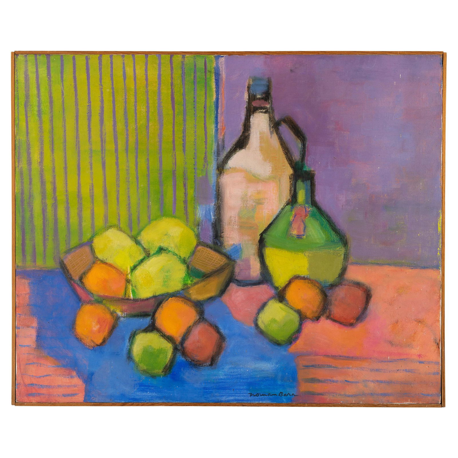 Norman Barr (American 1908-1994) Bottles and Fruit (1 of 3)