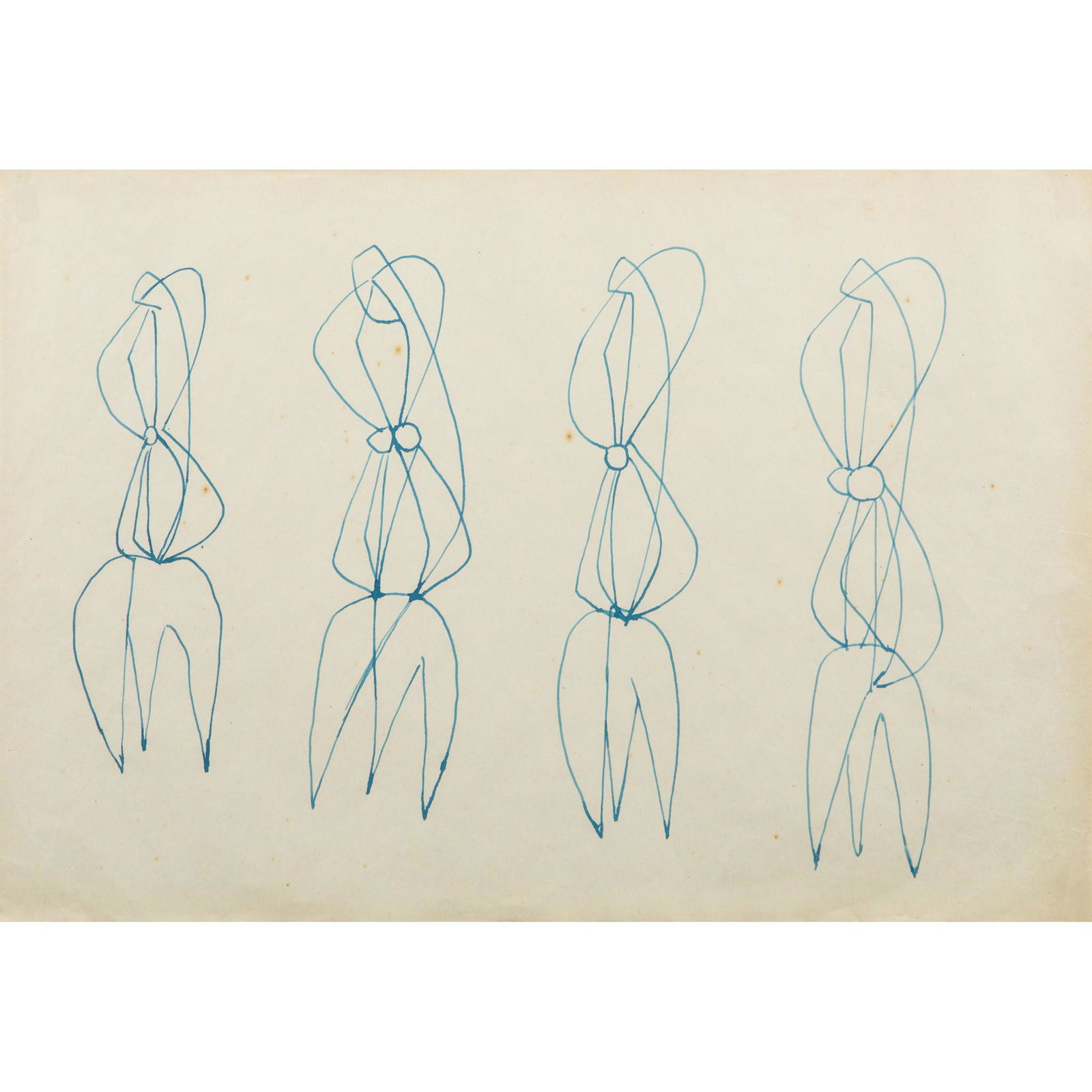 § Robert Adams (British 1917-1984) Drawings for Figure Sculptures, circa 1948: § Robert Adams (British 1917-1984) Drawings for Figure Sculptures, circa 1948 blue ink on paper (30.5cm x 44.5cm (12in x 17 1/2in)) Provenance: Gimpel Fils, London.