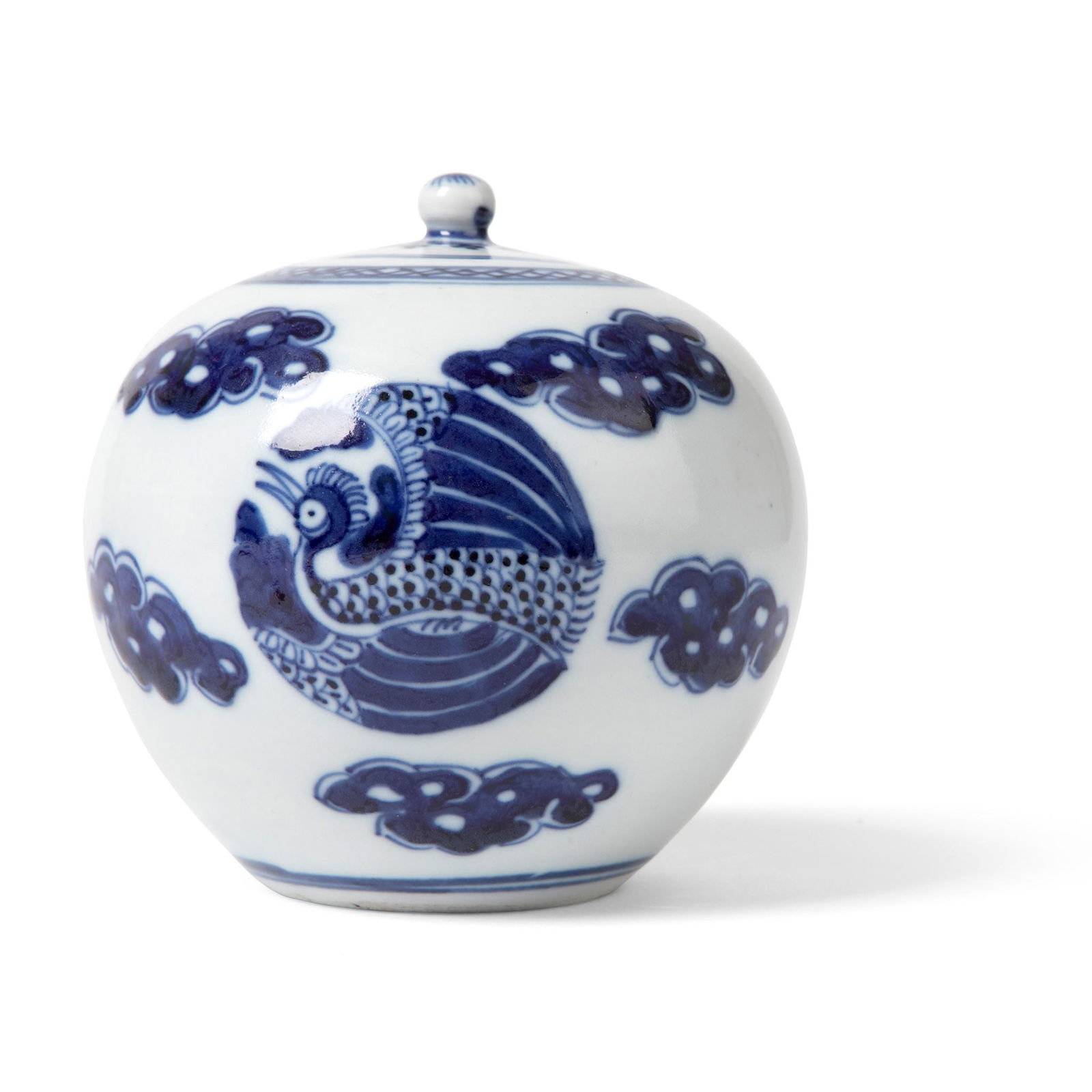 BLUE AND WHITE 'CRANE' LIDDED JAR QING DYNASTY, 19TH CENTURY (1 of 2)