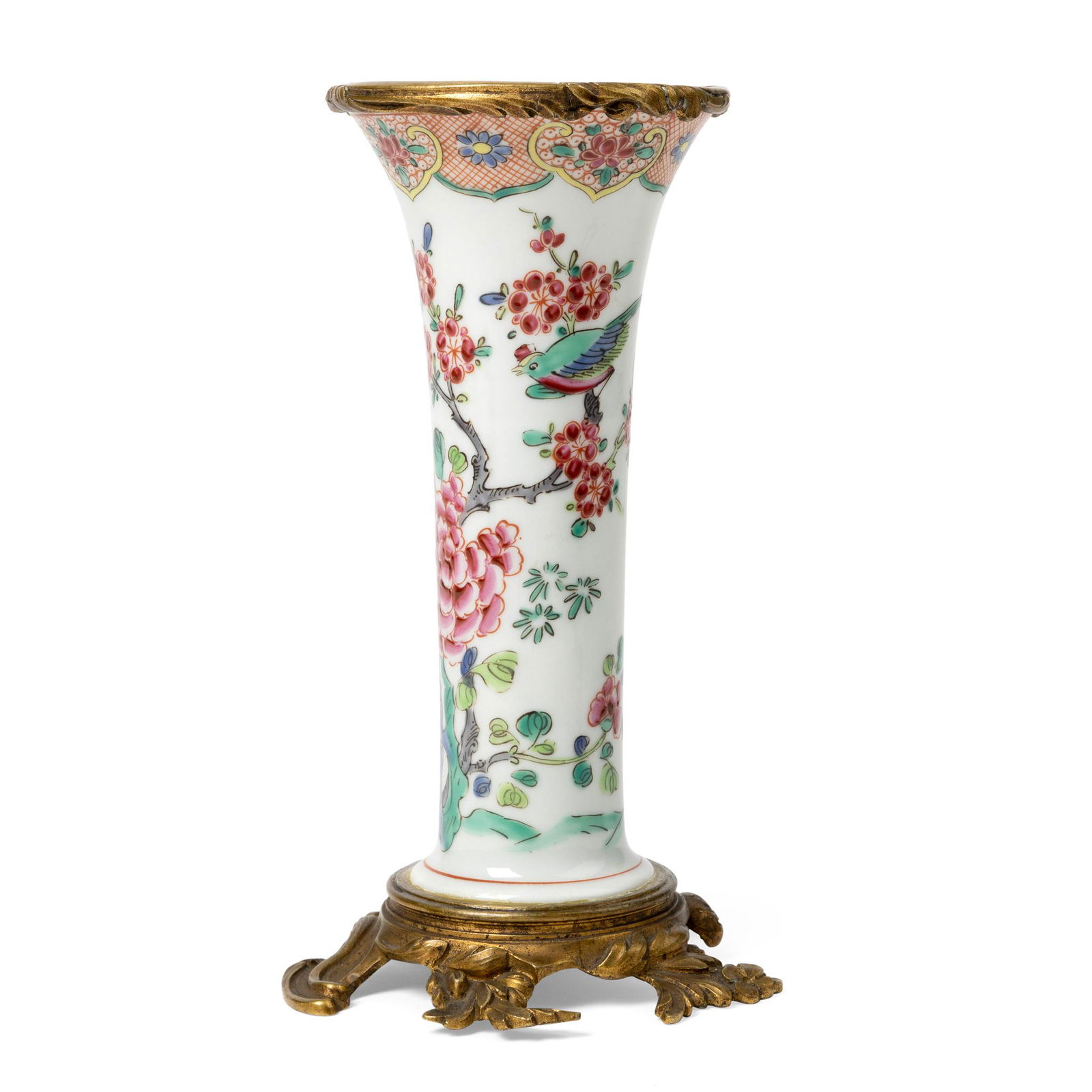 ORMOLU-MOUNTED FAMILLE ROSE BEAKER VASE QING DYNASTY, 18TH CENTURY (1 of 2)