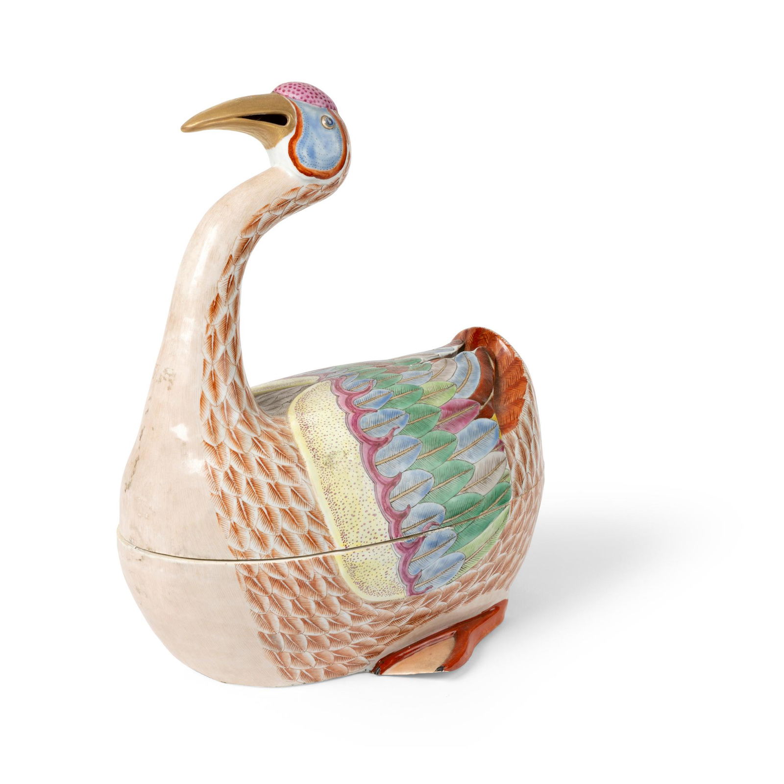 FAMILLE ROSE 'GOOSE' TUREEN AND COVER 20TH CENTURY (1 of 3)
