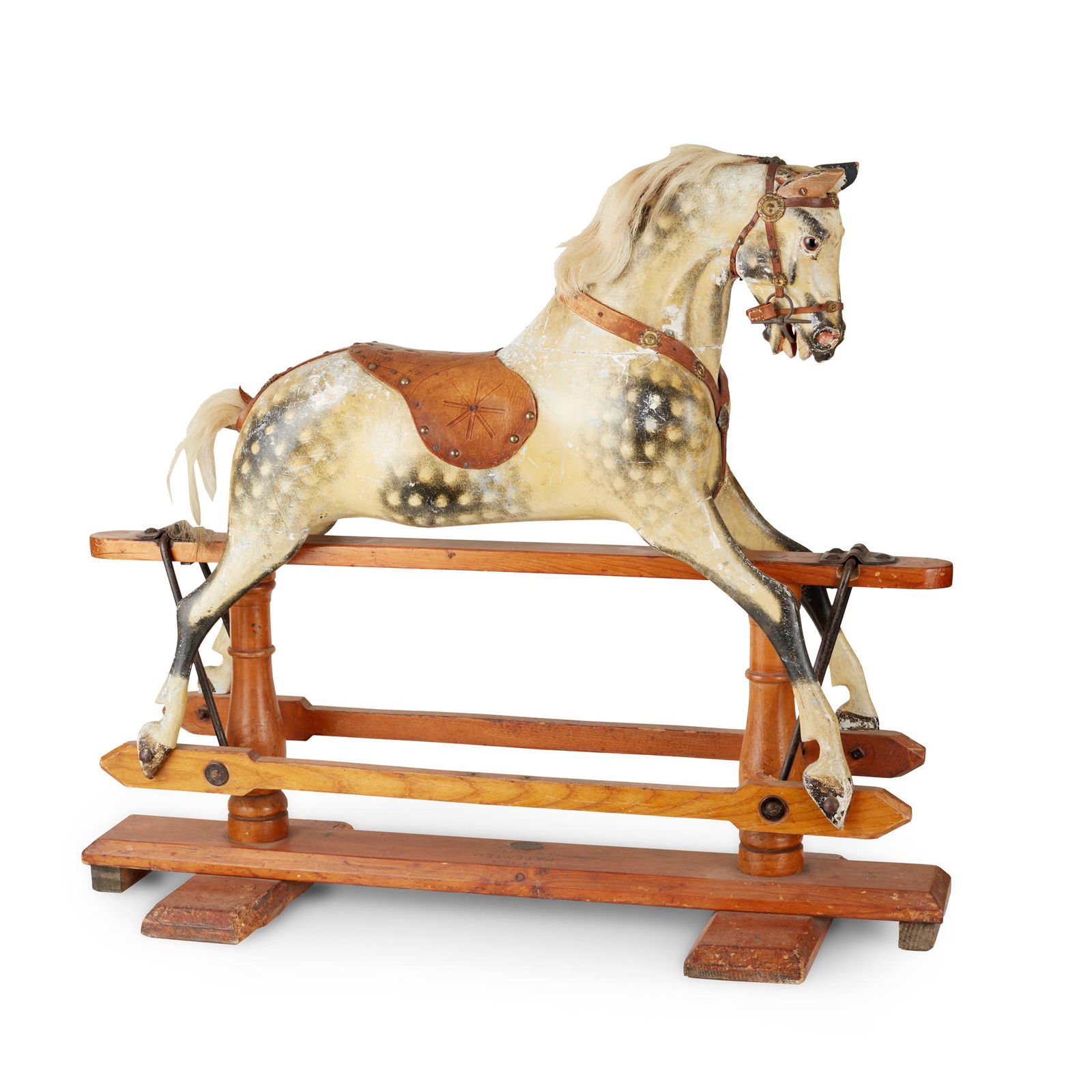 F. H. AYRES SMALL DAPPLE GREY ROCKING HORSE EARLY 20TH CENTURY (1 of 2)