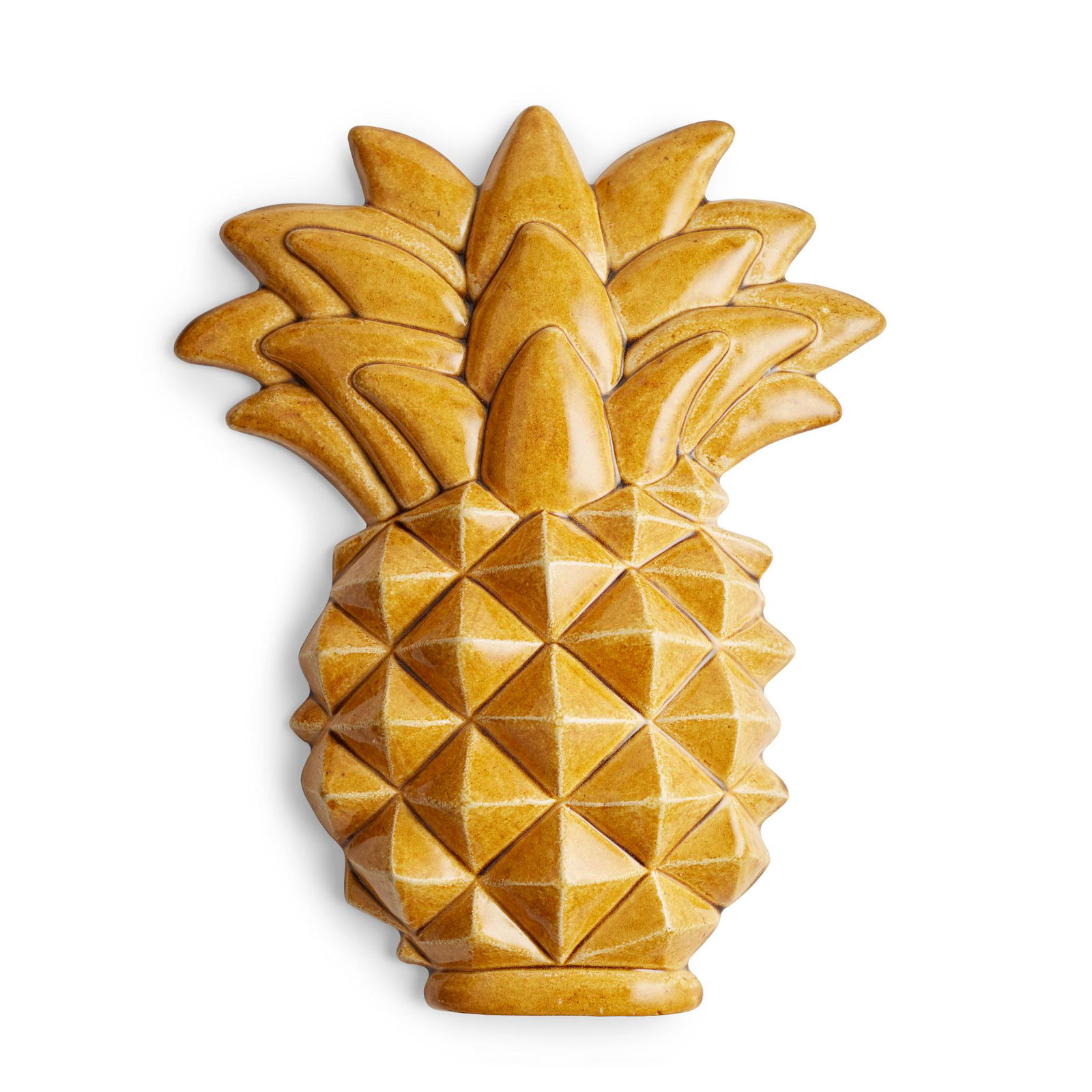 Â§ KATE MALONE M.B.E. (BRITISH 1959-) A LARGE WALL PINEAPPLE - 2019: Â§ KATE MALONE M.B.E. (BRITISH 1959-) A LARGE WALL PINEAPPLE - 2019 Crystalline-glazed stoneware (37cm x 30cm x 7cm (14.5in x 11.75in x 2.75in), unframed) Note: Kate Malone has studios in London and