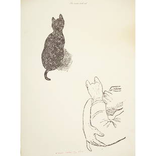 Â§ MARCEL BROODTHAERS (BELGIAN 1924-1976) LA SOURIS ÉCRIT RAT - 1974: Â§ MARCEL BROODTHAERS (BELGIAN 1924-1976) LA SOURIS Ã‰CRIT RAT - 1974 Off-set lithograph and letterpress with ink additions, 11/150, signed with intials, inscribed, dated and numbered in ink (the