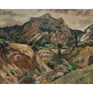 ROGER FRY (BRITISH 1866-1934) THE RAVINE, THE ALPILLES, CIRCA 1932-33: oil on canvas, signed (54cm (21 1/4in), 65cm (25 1/2in)) Literature: Shone, Richard E. (ed.) 'The Art of Bloomsbury: Roger Fry, Vanessa Bell and Duncan Grant', London 1999, repr. b/w p.13 fig.4.