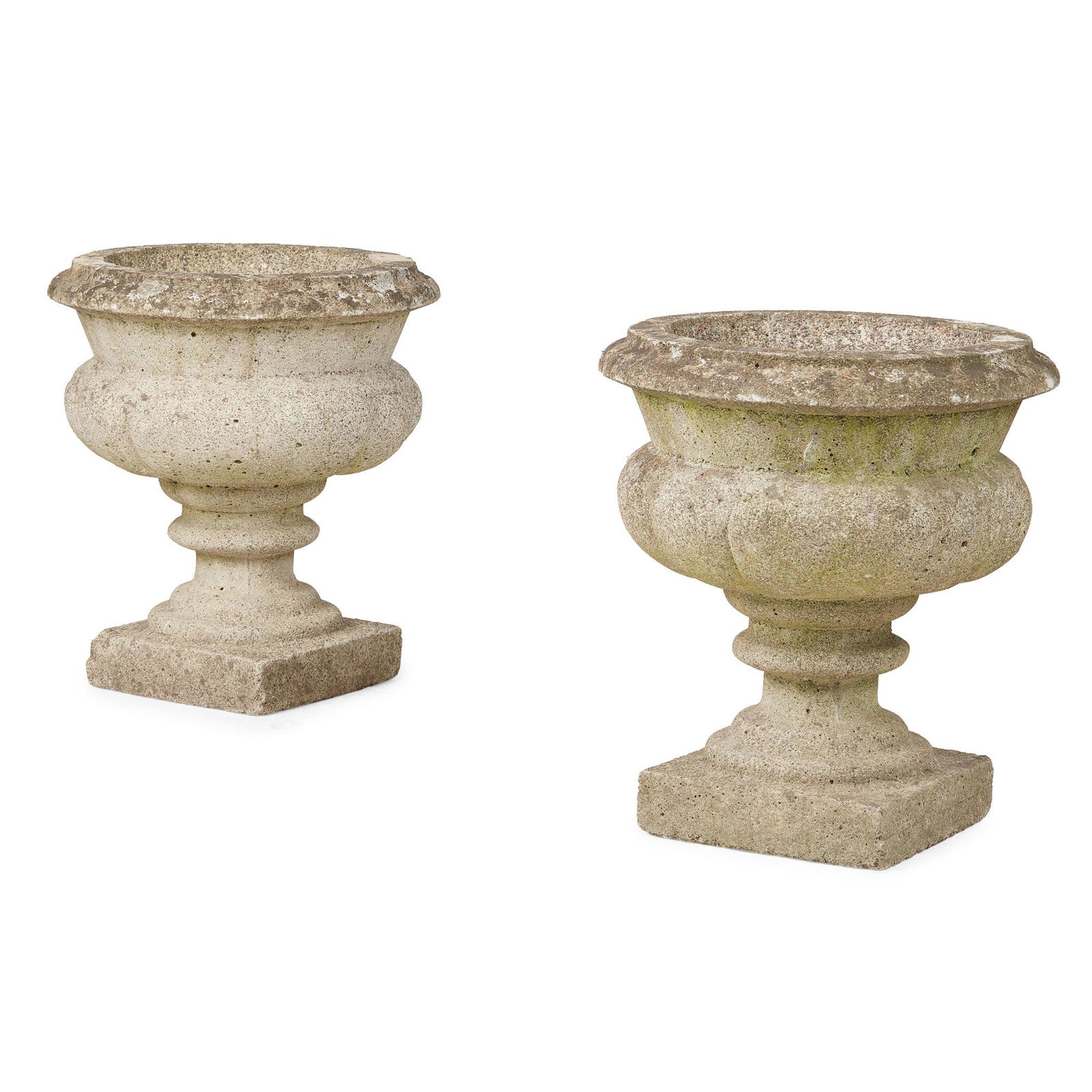 PAIR OF COMPOSITION STONE GARDEN URNS MODERN (1 of 1)