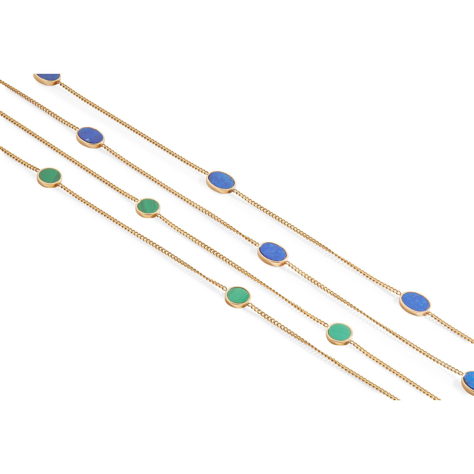 A pair of malachite and lapis lazuli necklaces (1 of 1)