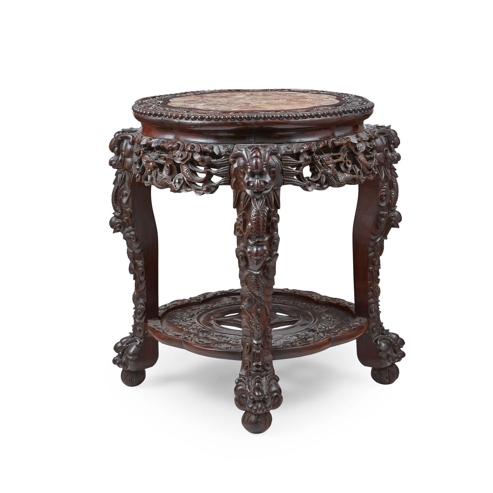 HARDWOOD WITH MARBLE INLAID STAND LATE QING DYNASTY-REPUBLIC PERIOD, 19TH-20TH CENTURY (1 of 1)