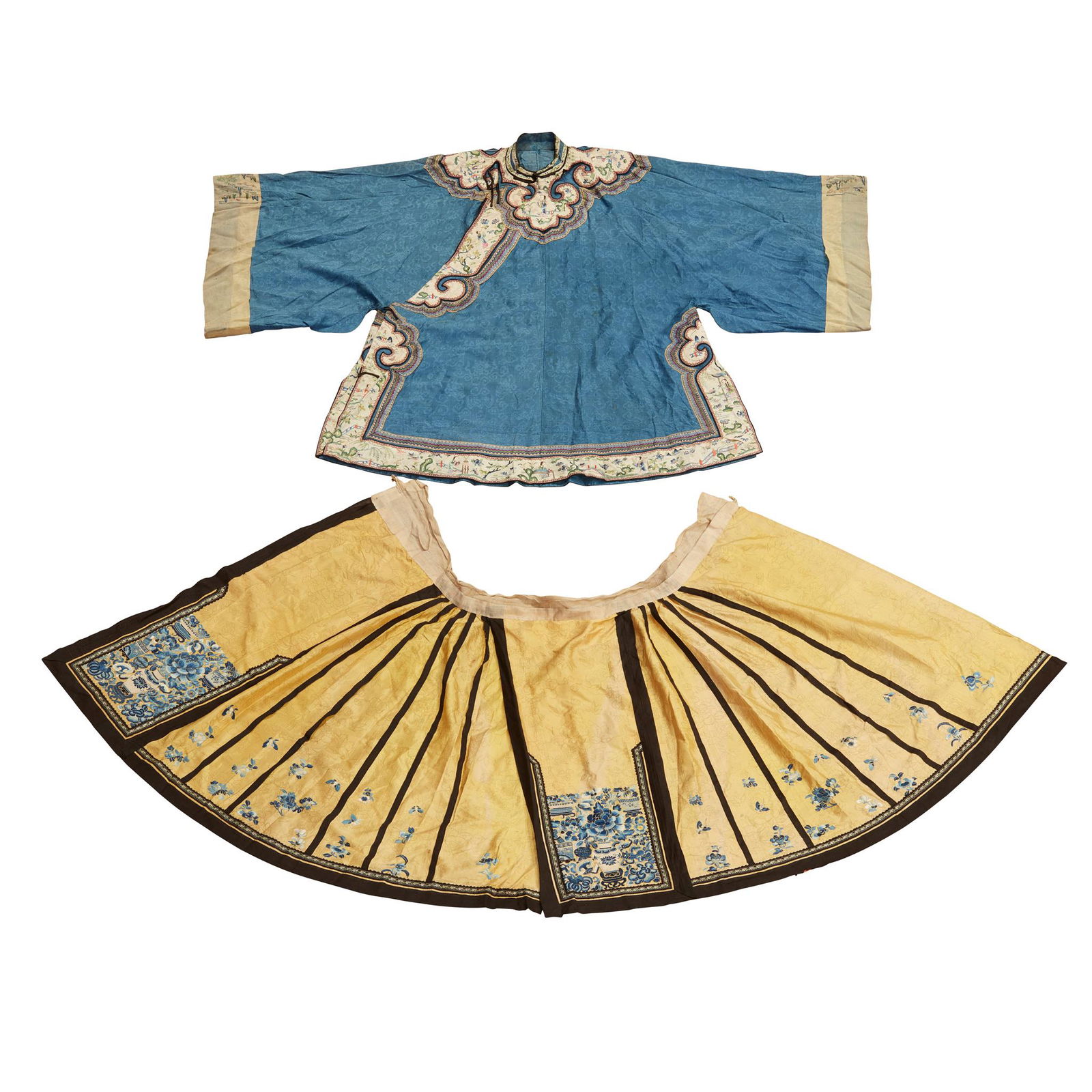 TWO GAUZE EMBROIDERED ARTICLES OF CLOTHING QING DYNASTY, 19TH CENTURY (1 of 2)