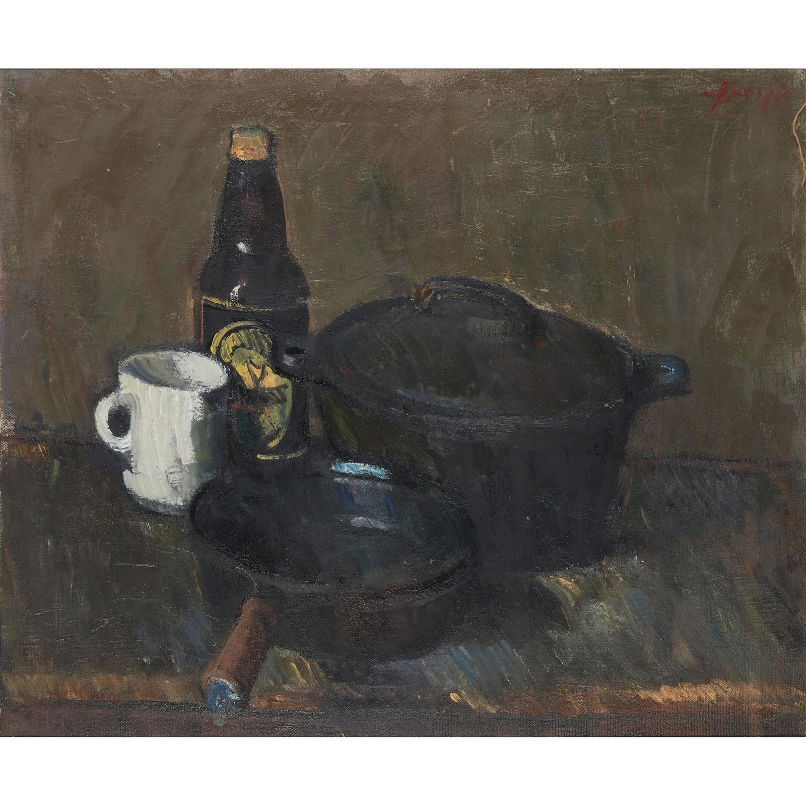 § JOHN G. BOYD R.P., R.G.I. (SCOTTISH 1940-2001) STILL LIFE WITH GUINNESS (1 of 3)