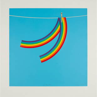 § PATRICK HUGHES (BRITISH 1939-) WET RAINBOW - 1979: § PATRICK HUGHES (BRITISH 1939-) WET RAINBOW - 1979 Screenprint, 61/150, signed, dated, titled and numbered to lower image (the sheet 76cm x 76cm (30in x 30in), unframed)