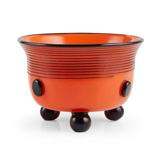 MICHAEL POWOLNY (1871-1954) FOR LOETZ FOOTED BOWL, CIRCA 1920: MICHAEL POWOLNY (1871-1954) FOR LOETZ FOOTED BOWL, CIRCA 1920 cased orange glass with applied trailing decoration (12.5cm diameter)