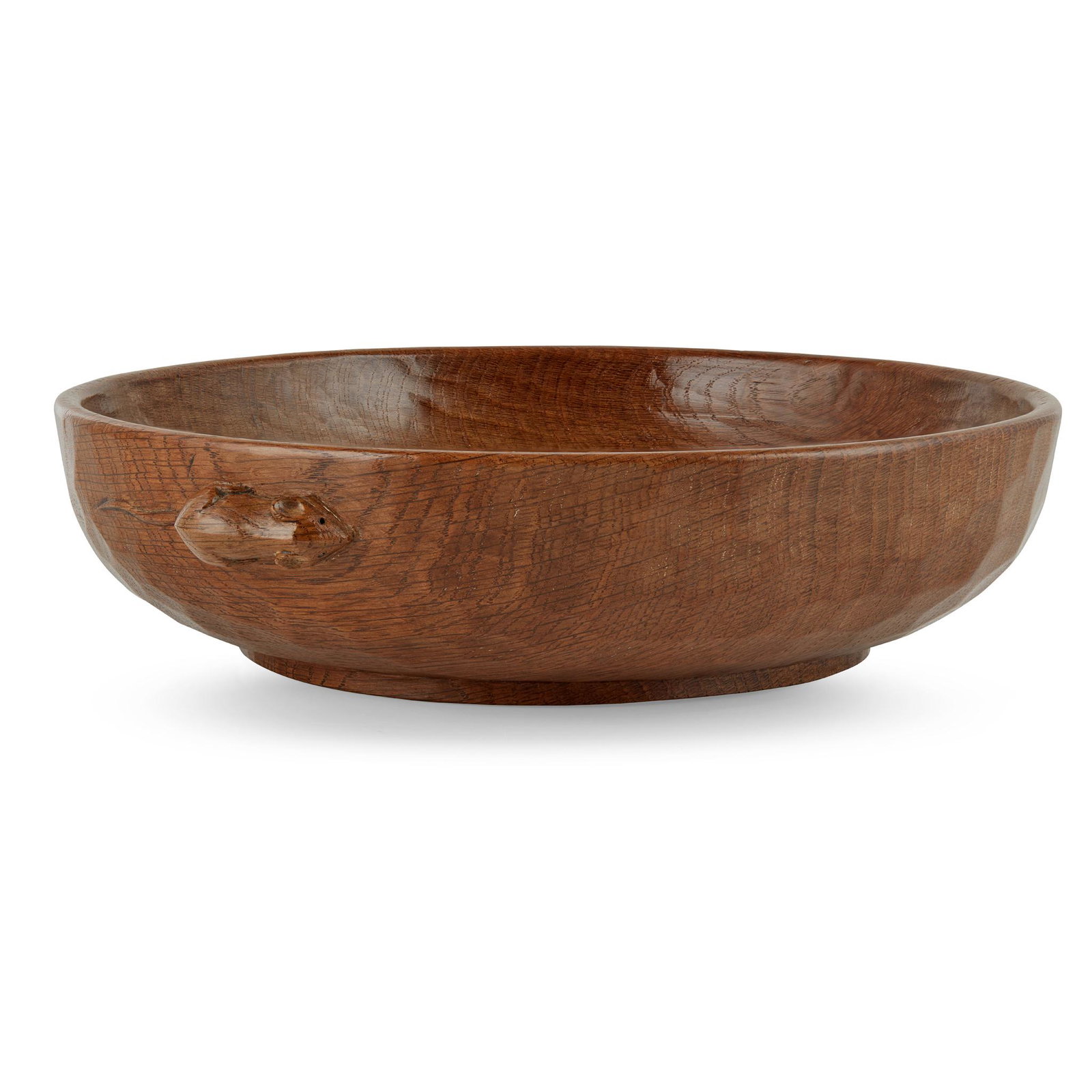 ROBERT ‘MOUSEMAN’ THOMPSON (1876-1955) LARGE BOWL, CIRCA 1960S-70S: ROBERT ‘MOUSEMAN’ THOMPSON (1876-1955) LARGE BOWL, CIRCA 1960S-70S adzed oak, with carved mouse signature to the exterior (27.5cm diameter)