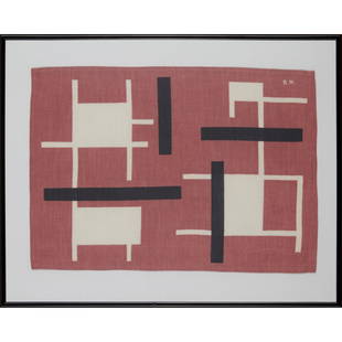 Porthia Prints Four Table Linens: Porthia Prints Four Table Linens By Barbara Hepworth, Trevor Bell, John Forrester and Denis Mitchell, screenprinted linen (various sizes, the largest 30.5cm x 43cm (12in x 17in)) Qty: (4) Provenance T