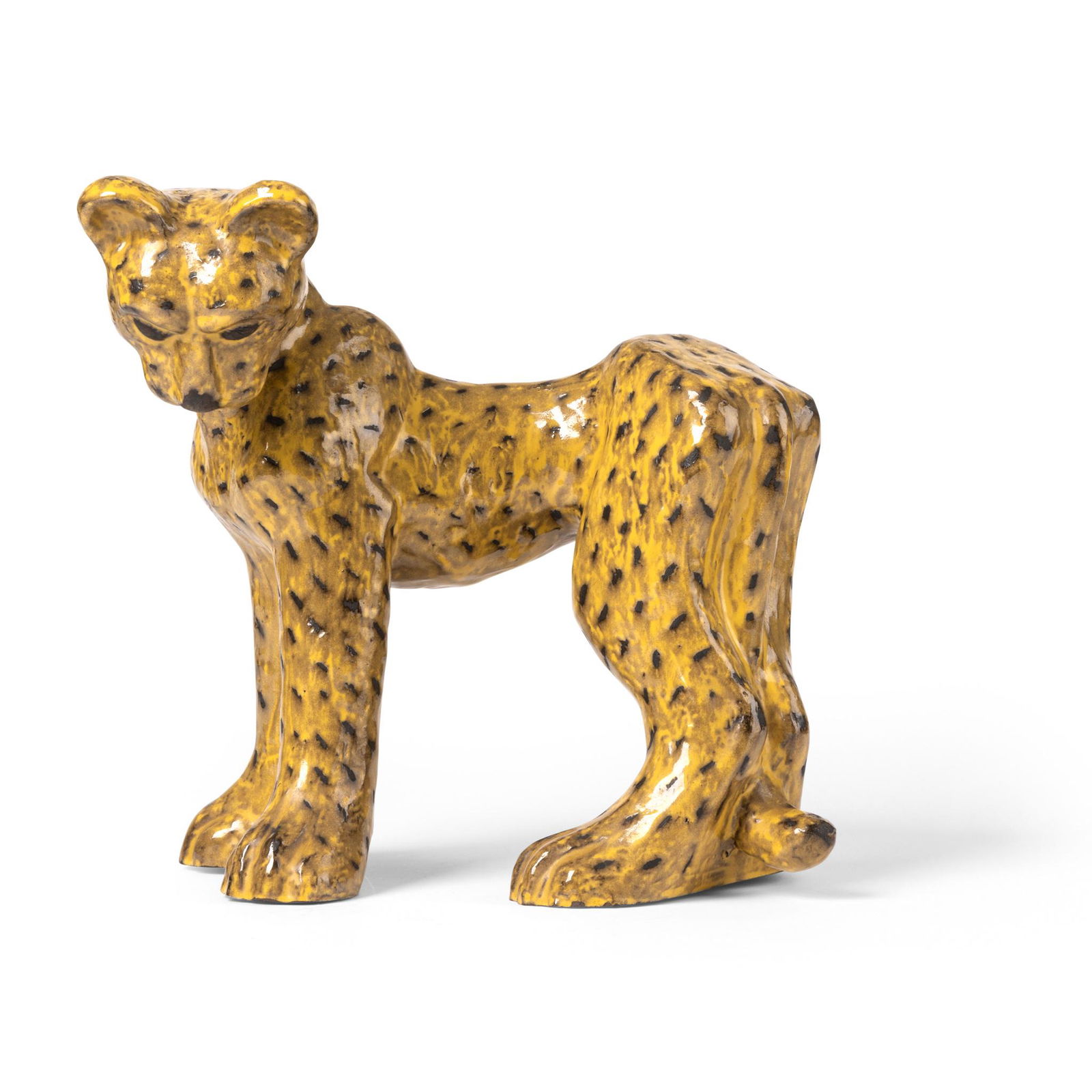 § Vicke Lindstrand (Swedish 1904-1983) for Upsala-Ekeby Cheetah, 1949: § Vicke Lindstrand (Swedish 1904-1983) for Upsala-Ekeby Cheetah, 1949 model 3003, signed V. L. (to base), glazed ceramic (26.5cm high, 25cm wide (10 1/2in high, 10in wide)) Provenance Private Col