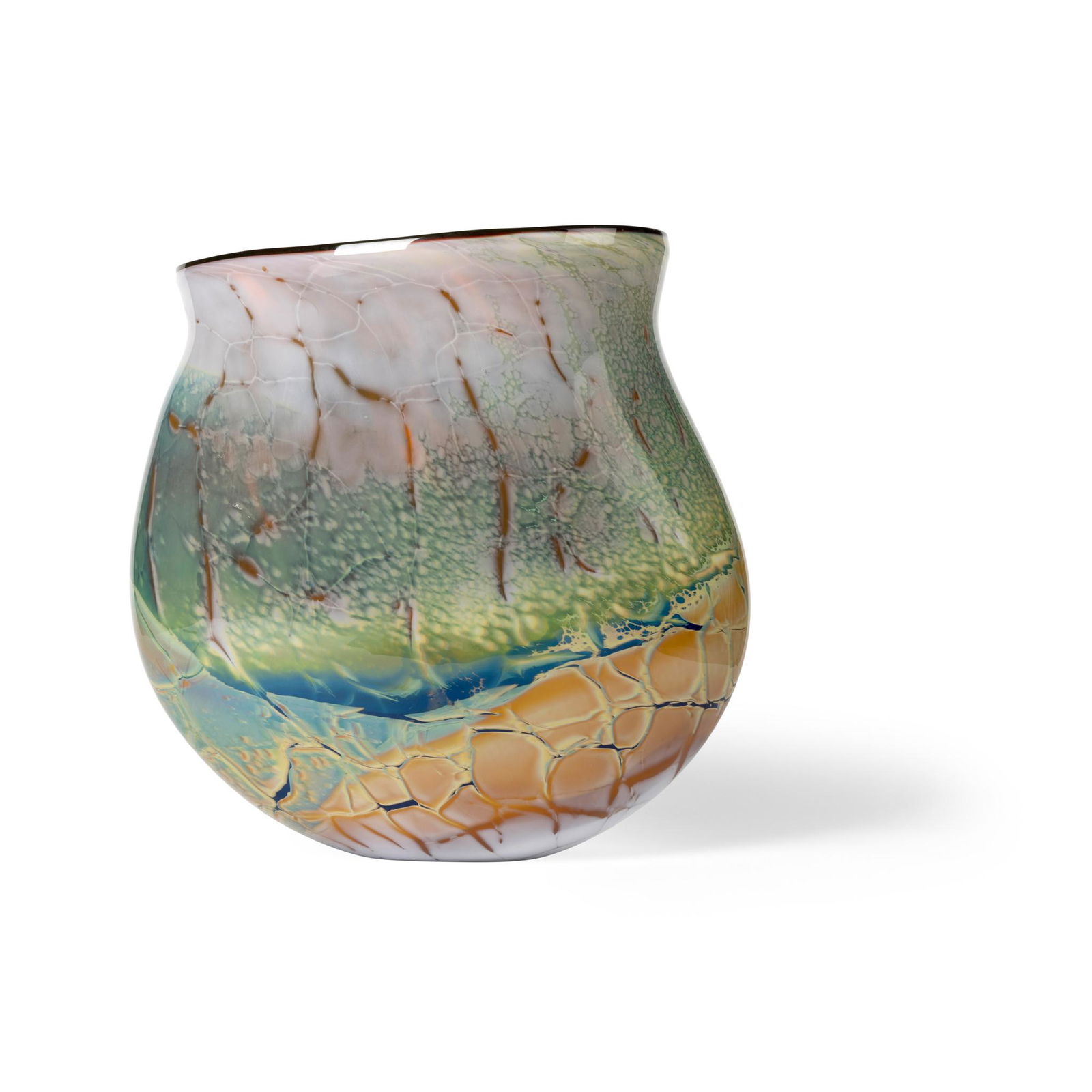 § Peter Bremers (Dutch 1957-) 'Graal' Vase, 2001: § Peter Bremers (Dutch 1957-) 'Graal' Vase, 2001 signed, dated, and inscribed N. W / Graal / M07, hand-blown glass (39.5cm high, 38cm wide (15 1/2in high, 15in wide)) Provenance Acquired by the p