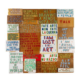 § Bob and Roberta Smith O.B.E., R.A. (British 1963-) 75% Optimism, 2005: § Bob and Roberta Smith O.B.E., R.A. (British 1963-) 75% Optimism, 2005 signwriters paint on board (200cm x 248cm (78 3/4 x 97 5/8in)) Provenance The Artist, from whom acquired by the present own