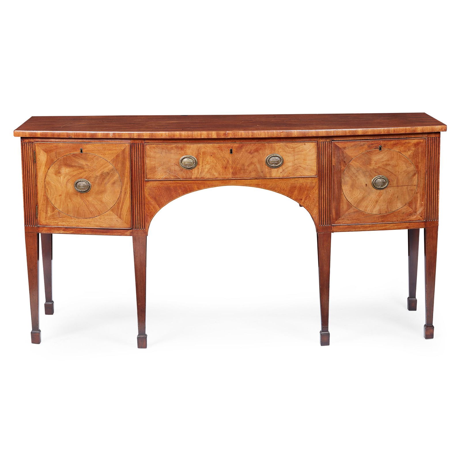 GEORGE III MAHOGANY BOWFRONT SIDEBOARD LATE 18TH CENTURY (1 of 2)