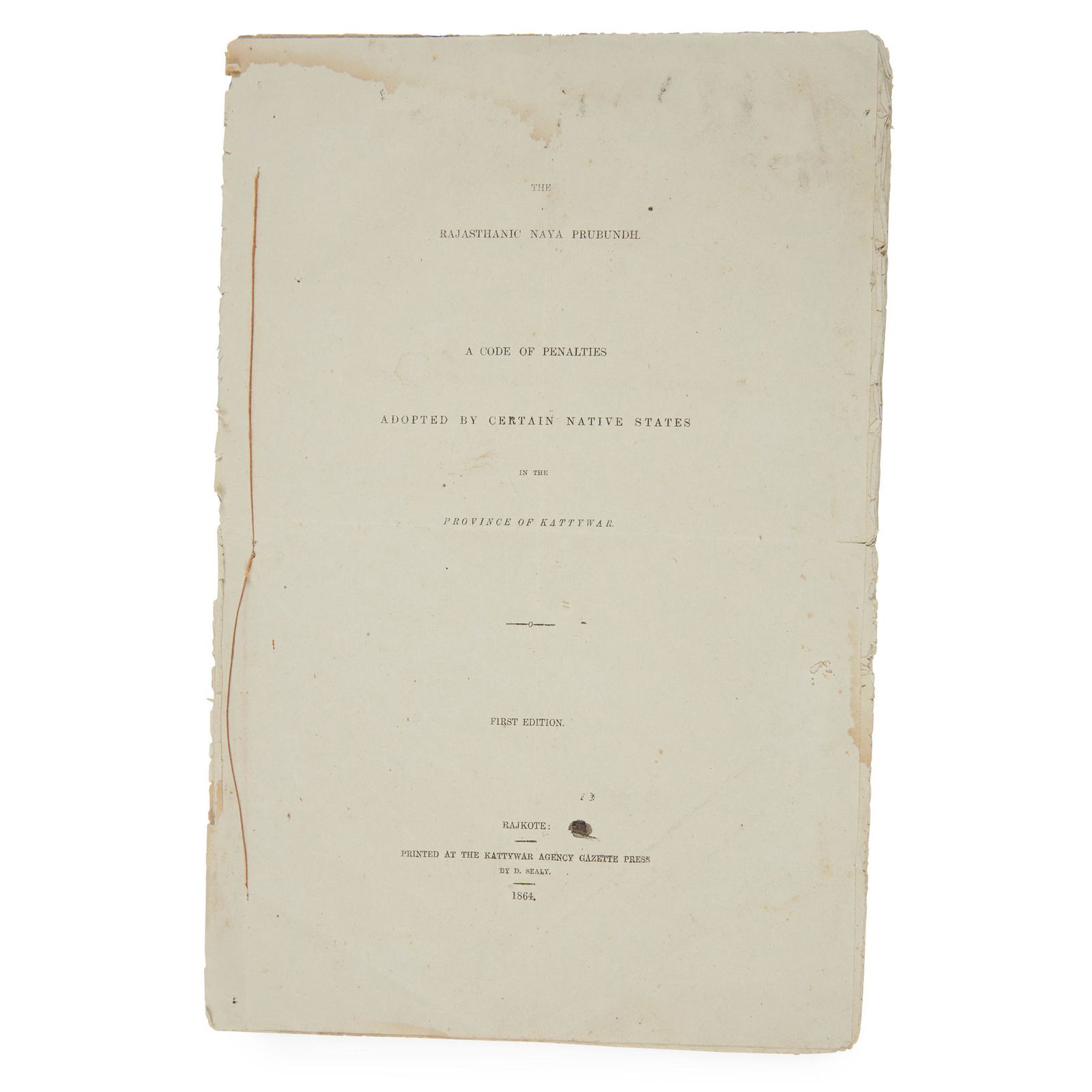 India Group of rare pamphlets, Indian imprints, British and native presses, 19th century (1 of 5)